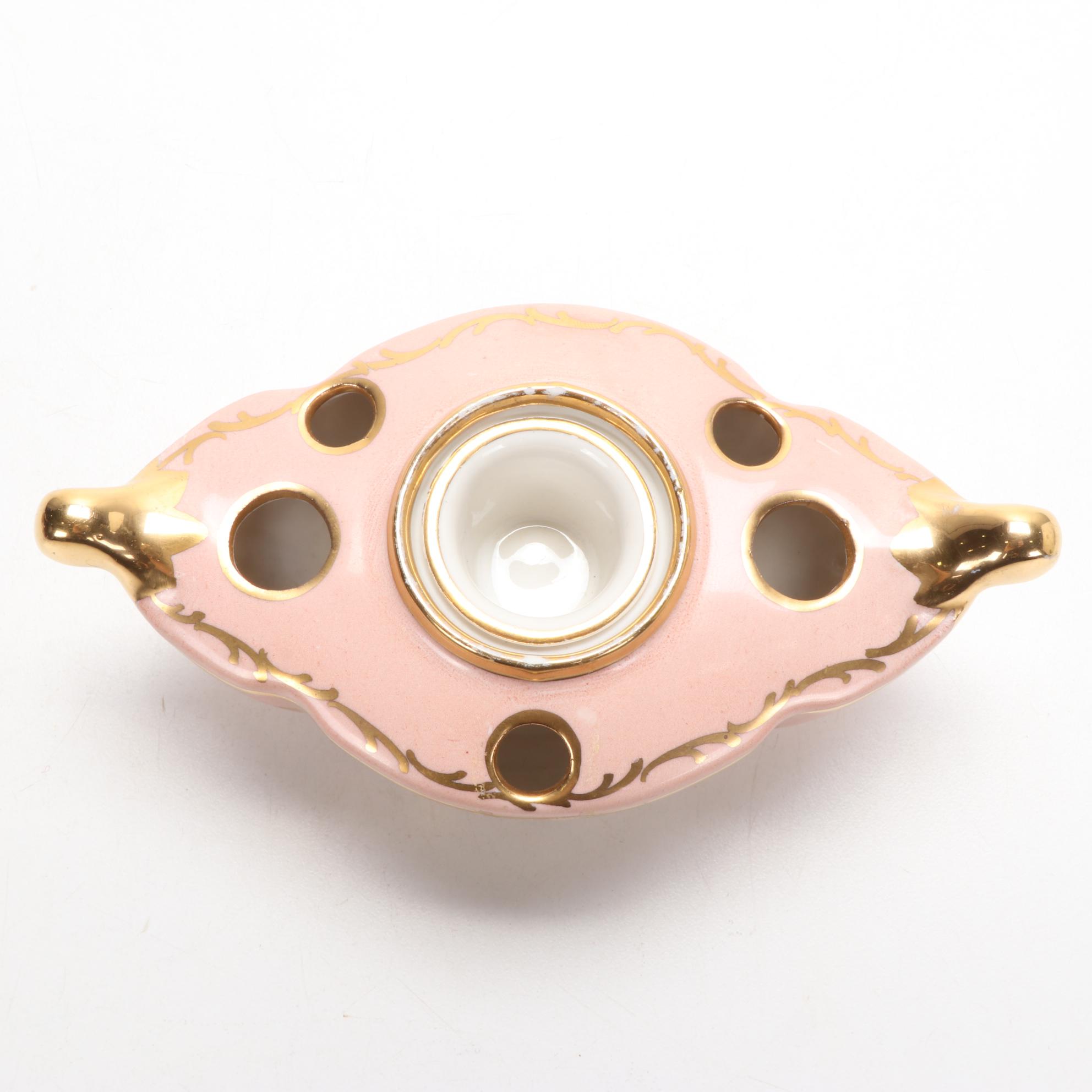 Amoges China and Other Inkwells with Copper Keepsake Box, Early 20th C.