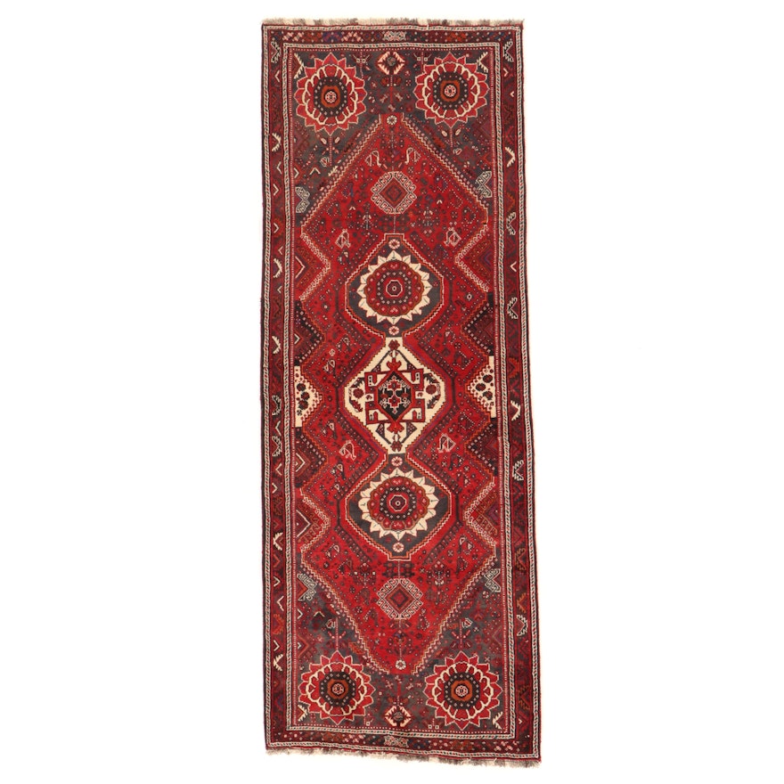 3'8 x 10'1 Hand-Knotted Persian Qashqai Wool Long Rug