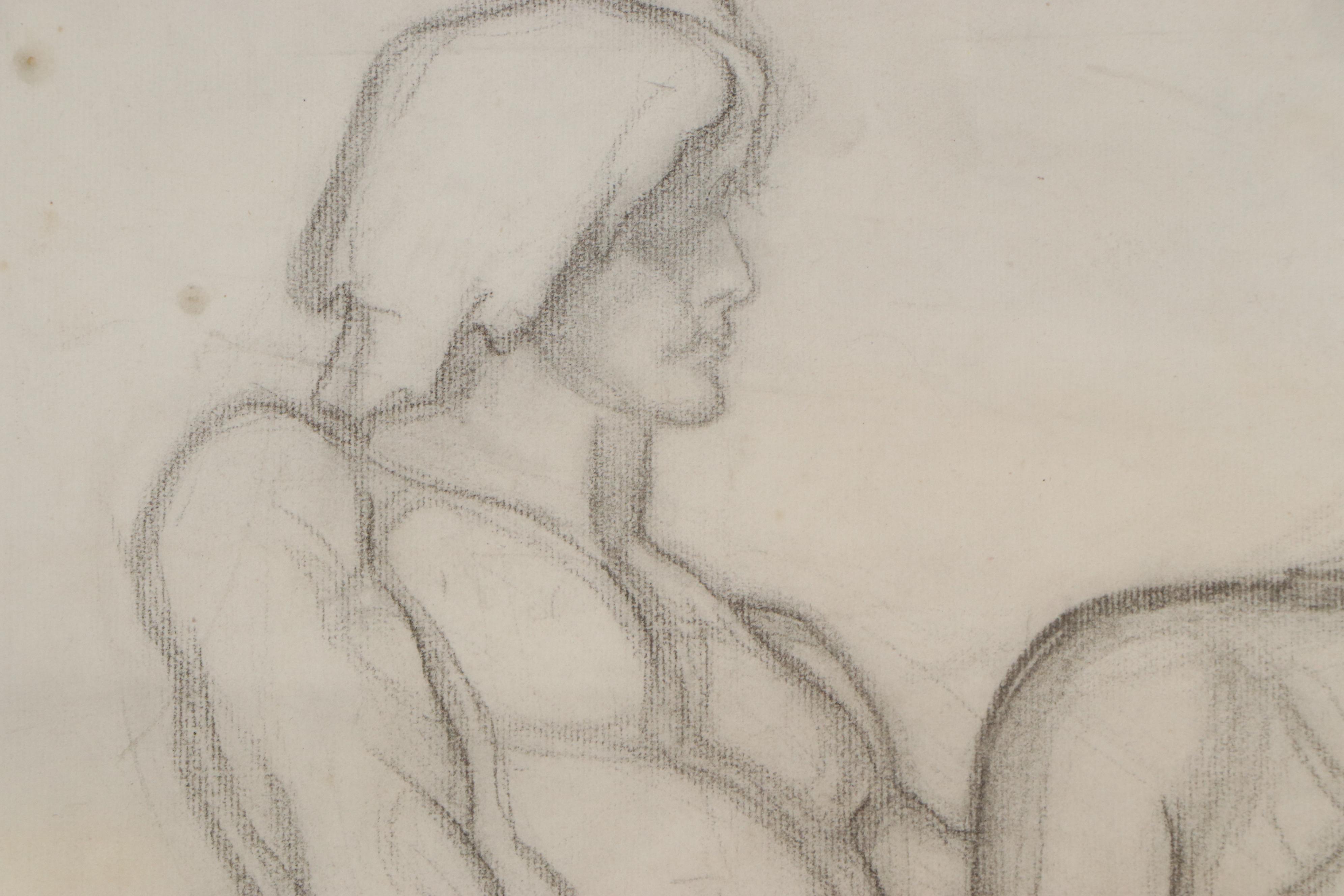 Robert Whitmore Abstract Figural Charcoal Drawing, Early-Mid 20th Century