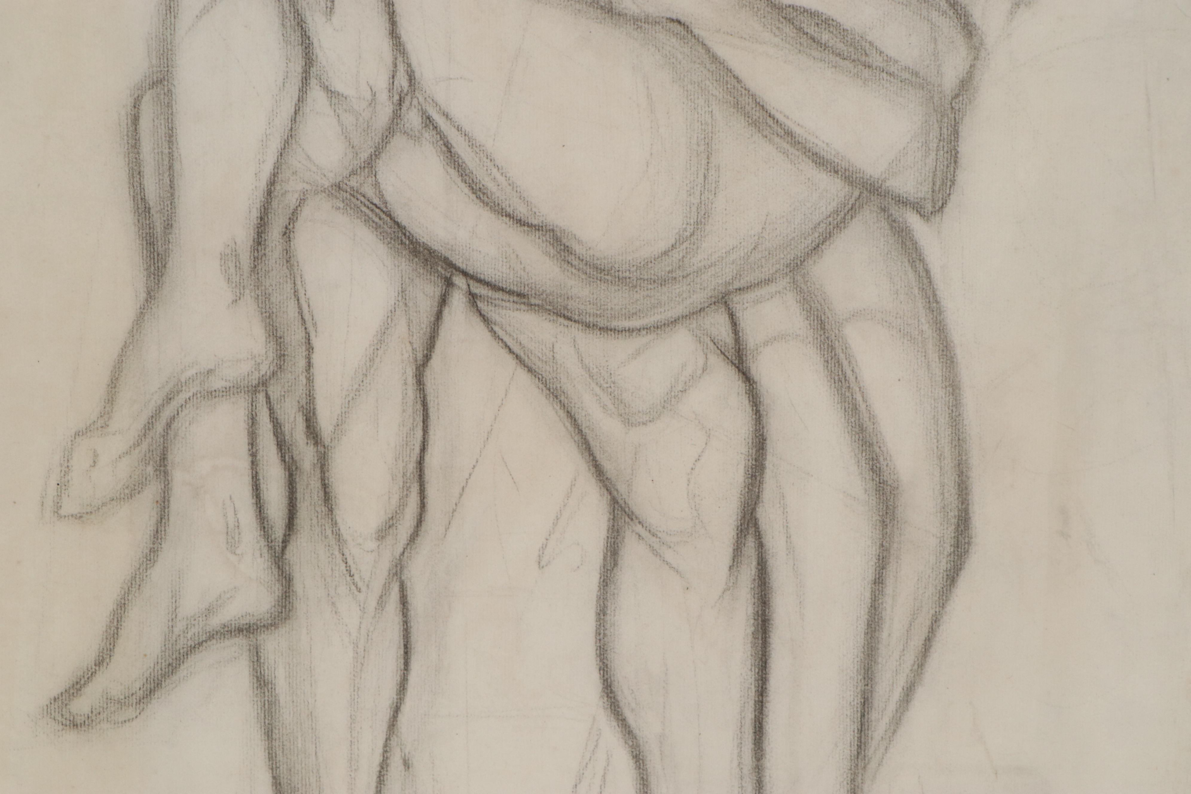 Robert Whitmore Abstract Figural Charcoal Drawing, Early-Mid 20th Century