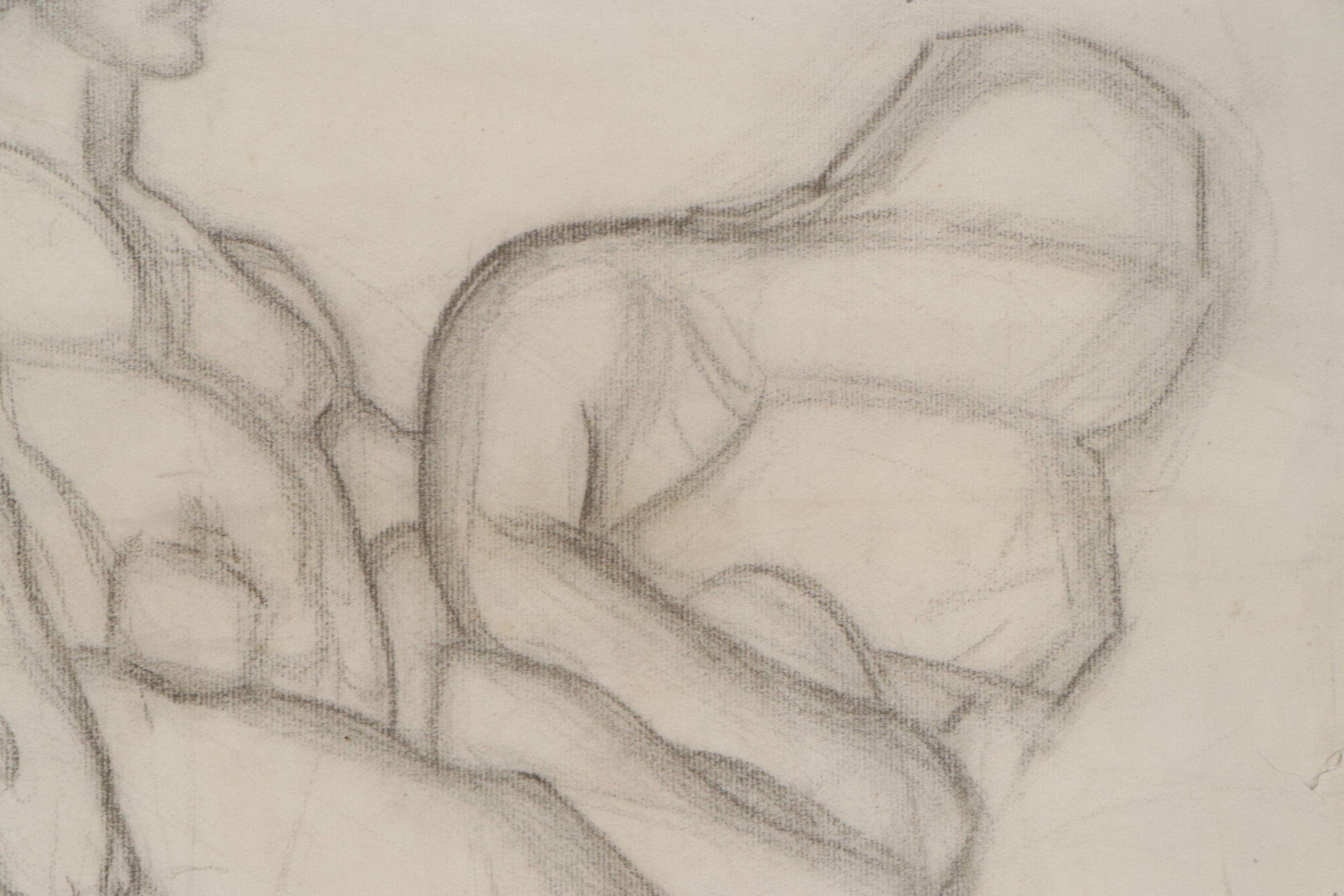 Robert Whitmore Abstract Figural Charcoal Drawing, Early-Mid 20th Century