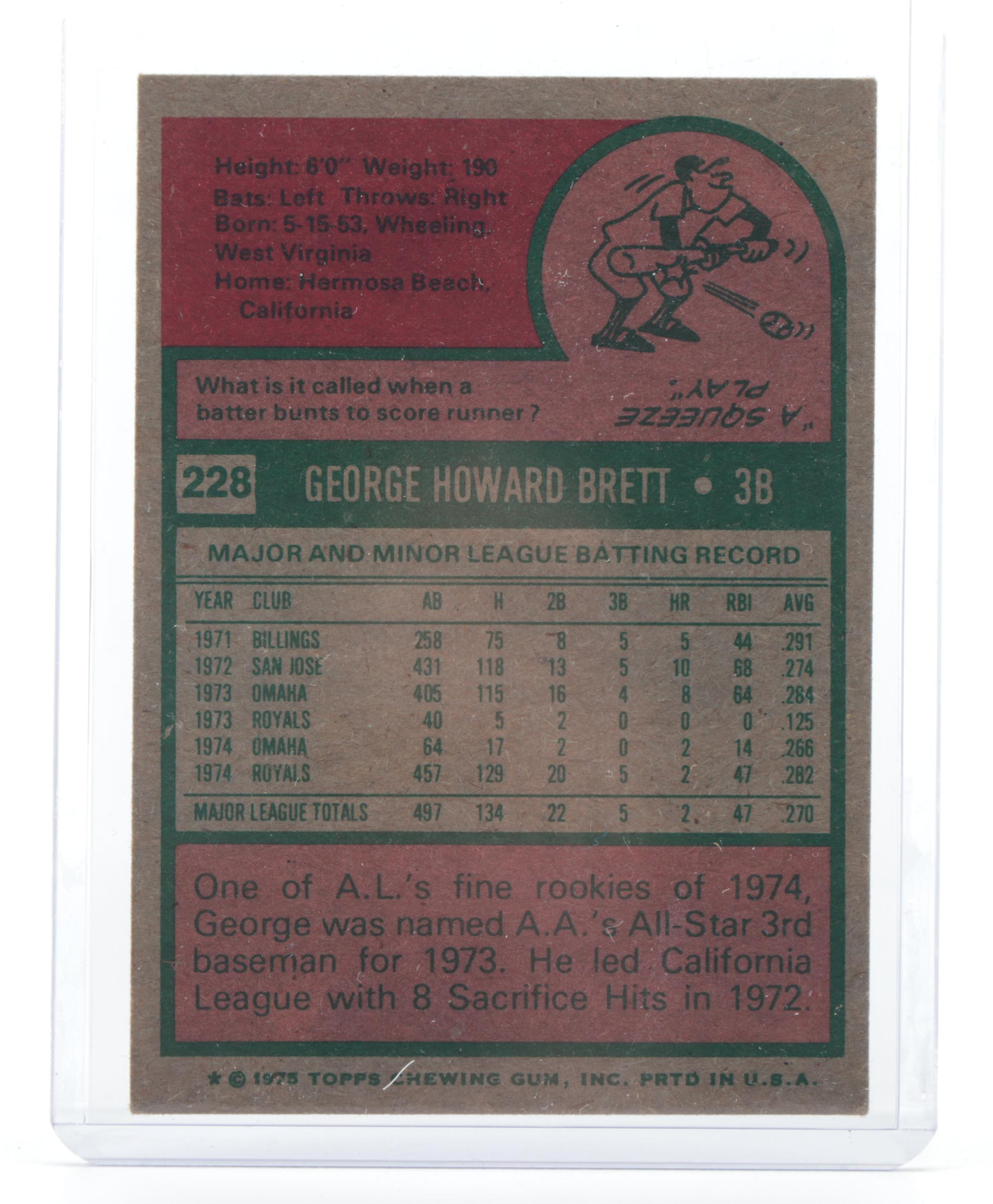 1975 Topps George Brett and Robin Yount Rookie Baseball Cards