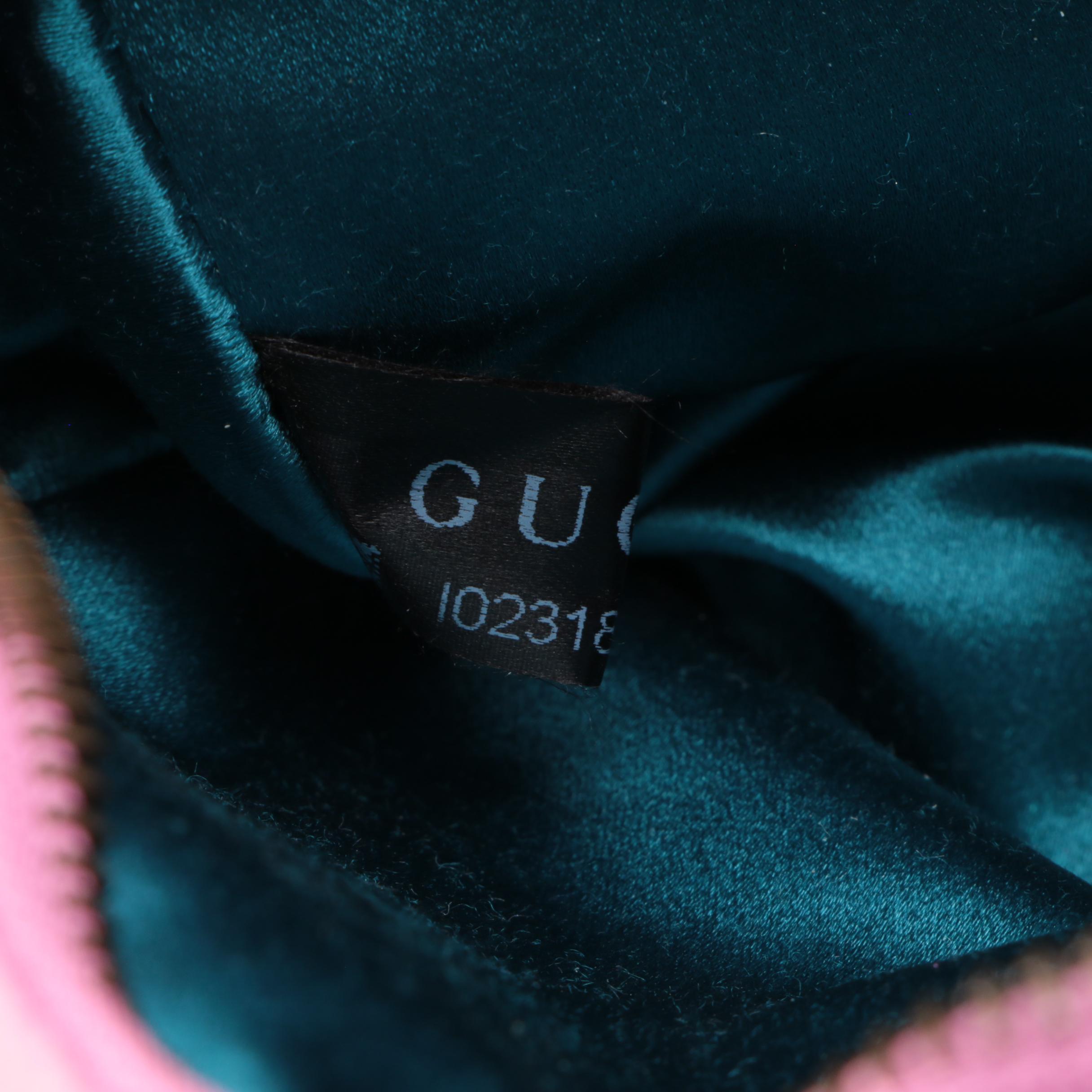 Gucci Marmont Double GG Rhinestone Embellished Mini Camera Bag in Pink Velvet