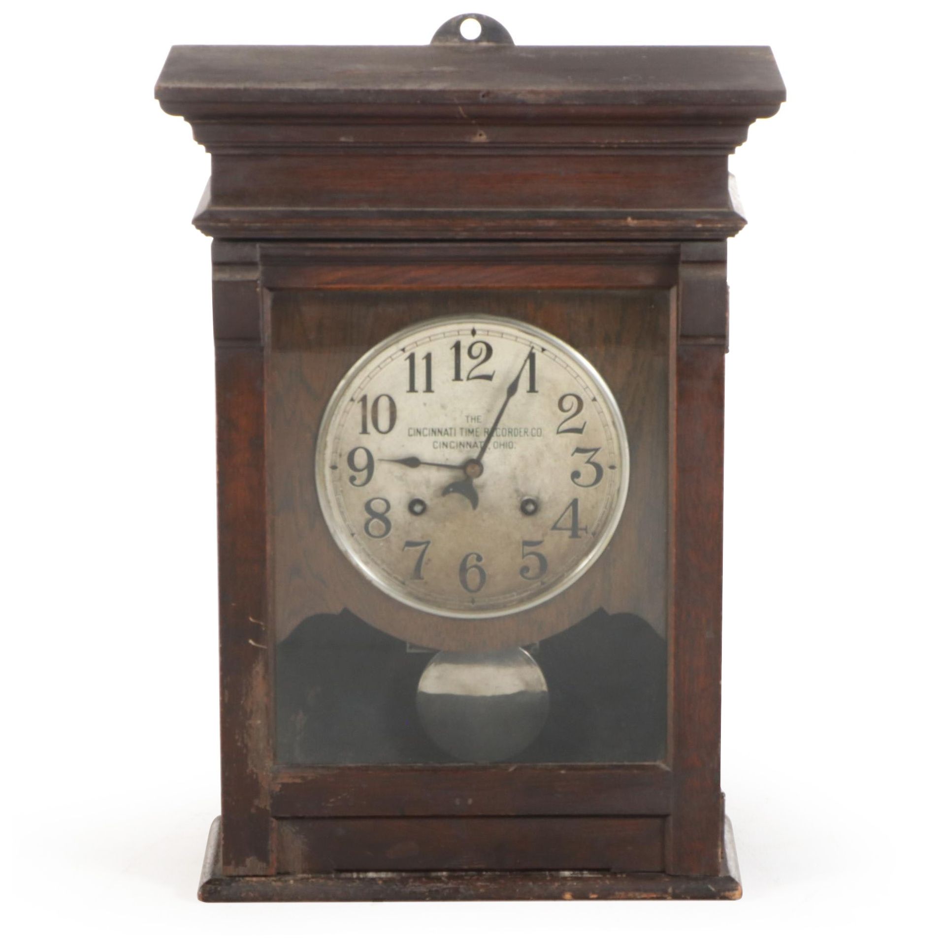 The Cincinnati Time Recorder Co. Oak Case Pendulum Clock, Early 20th Century