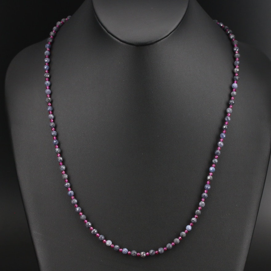 Ruby and Corundum Beaded Necklace