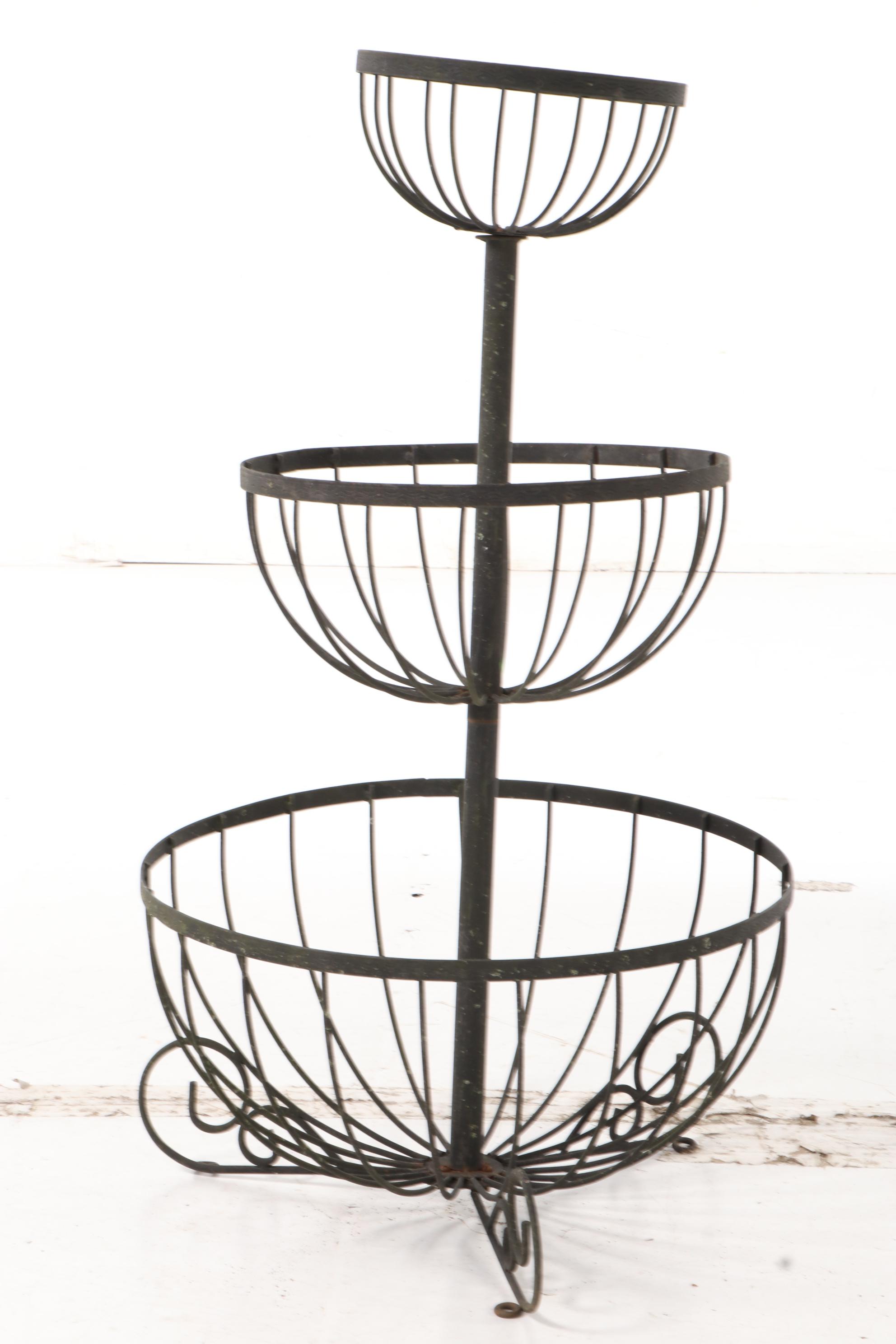 Wrought Iron Tiered Planter Stand