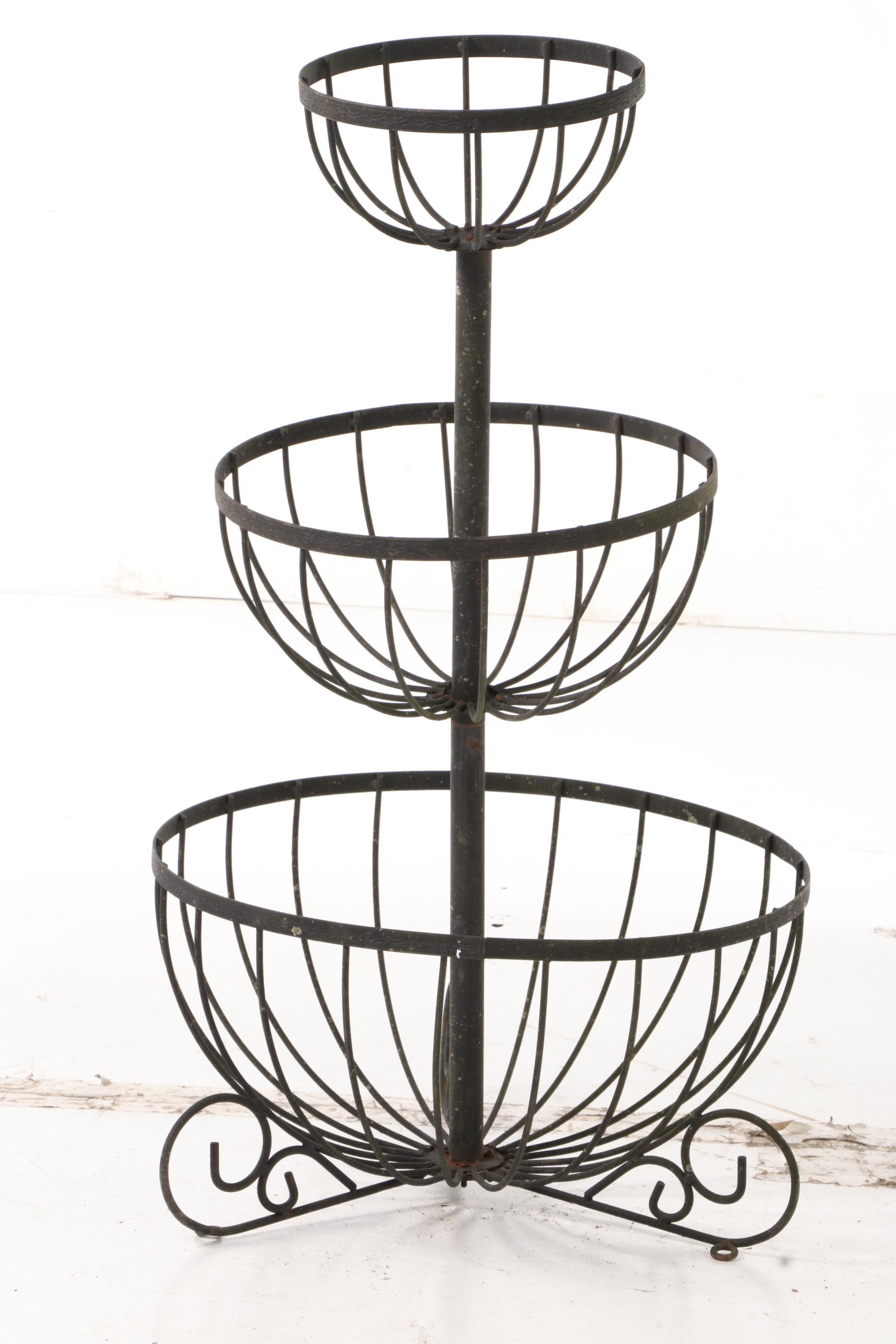 Wrought Iron Tiered Planter Stand