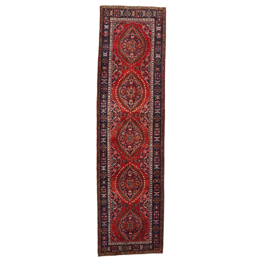 3'9 x 14'1 Hand-Knotted Persian Heriz Carpet Runner