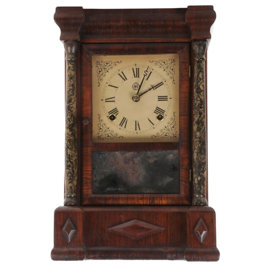 Seth Thomas Rosewood Ogee Mantel Clock, Mid-19th Century