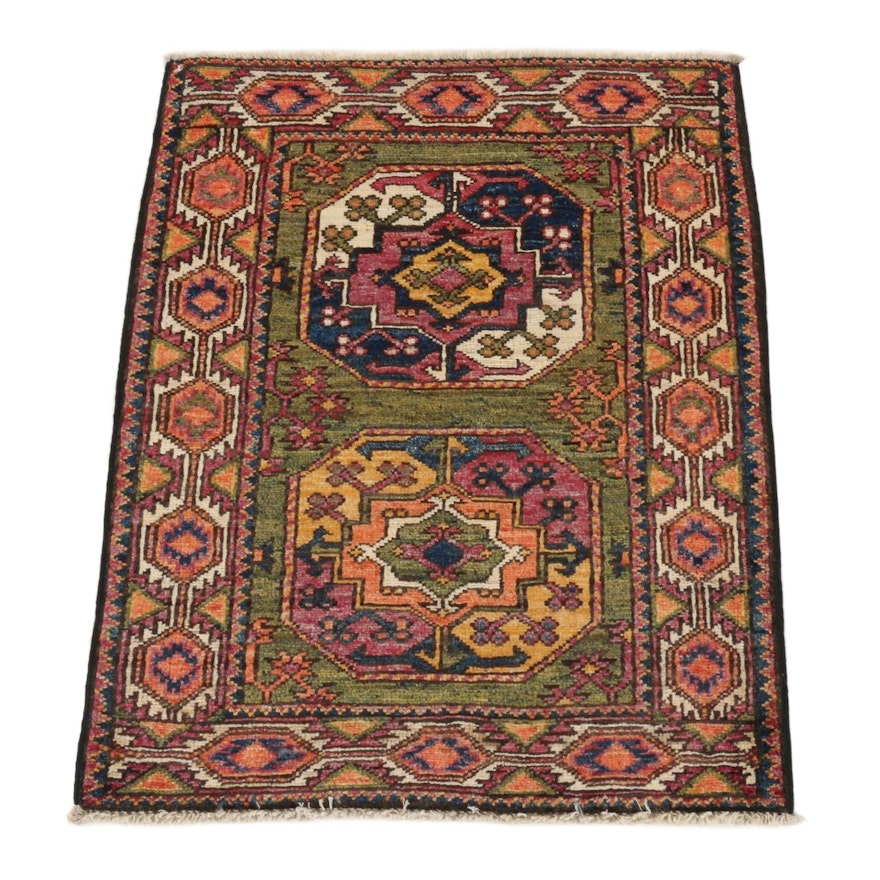 2'1 x 2'8 Hand-Knotted Afghan Turkmen Rug, 2010s