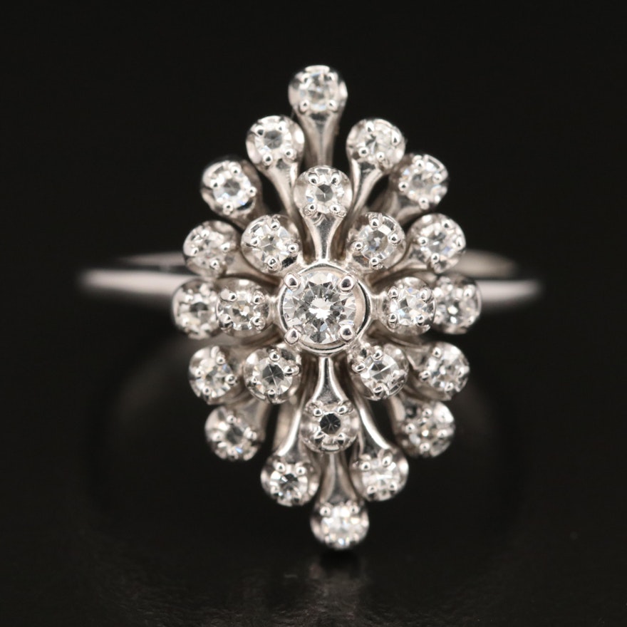 14K Diamond Cluster Ring