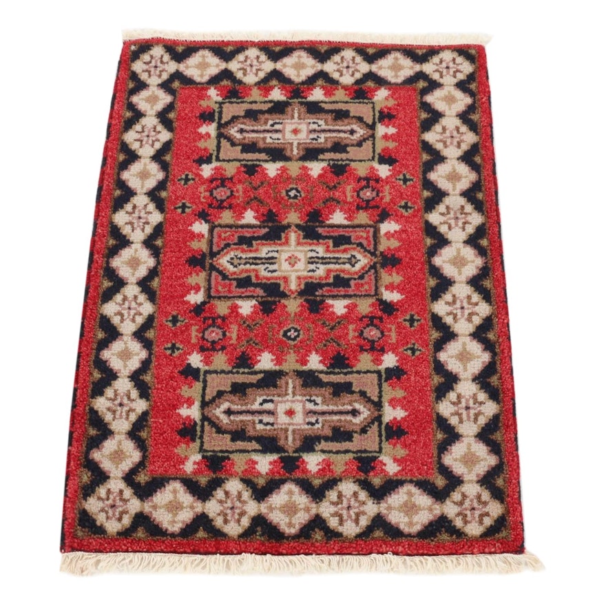 2'2 x 3'2 Hand-Knotted Indo-Caucasian Kazak Rug, 2010s