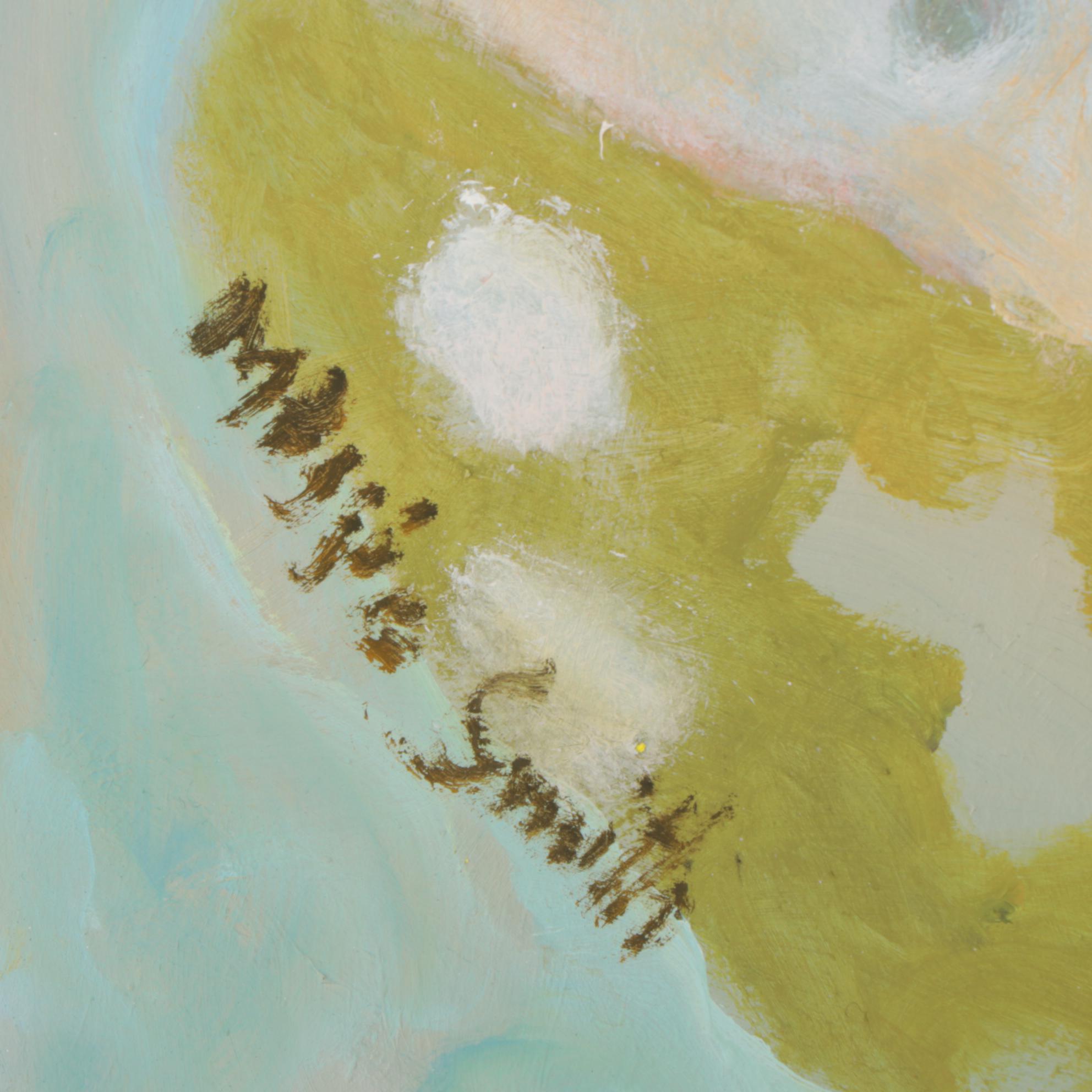 Maggie Smith Mixed Media Painting of Irish Wolfhound with Butterflies