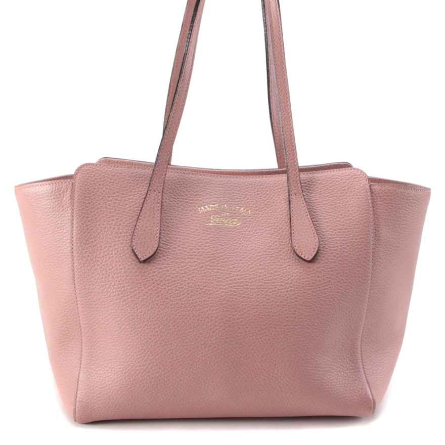 Gucci Swing Small Tote Bag in Pebbled Leather