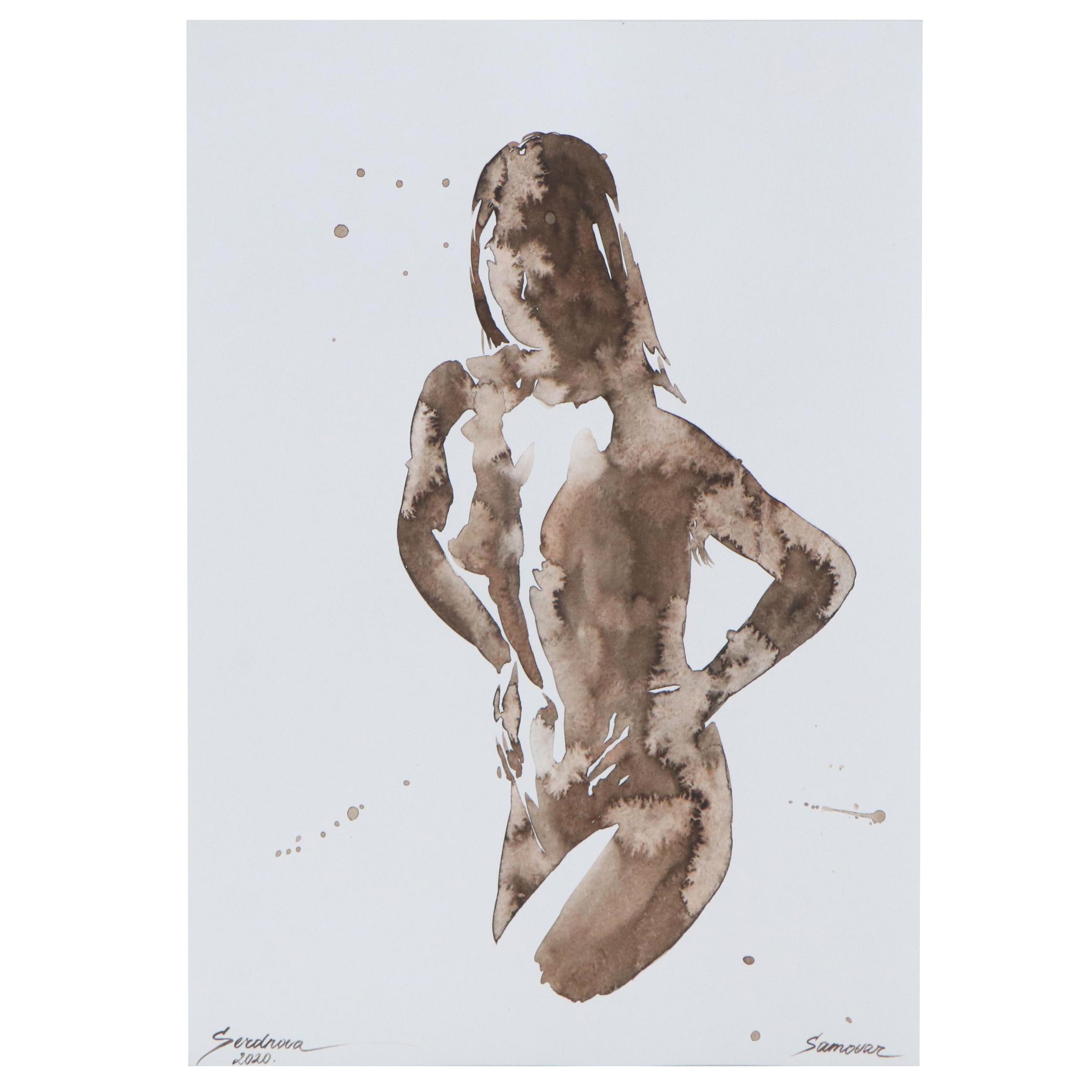Anastasija Serdnova Watercolor Painting of Female Nude, 2020