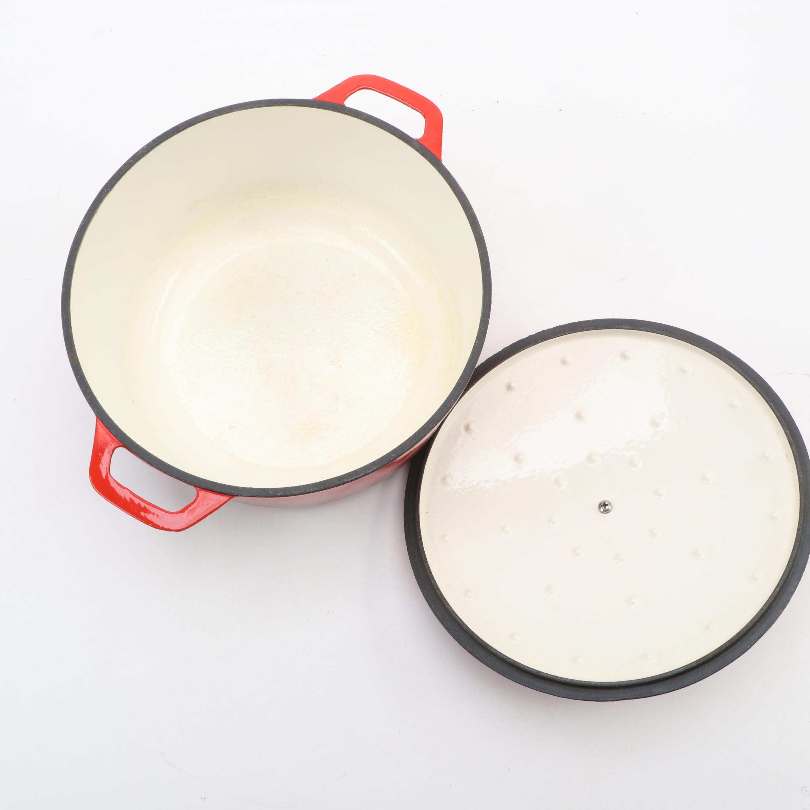 Red and Orange Enameled Cast Iron Dutch Ovens