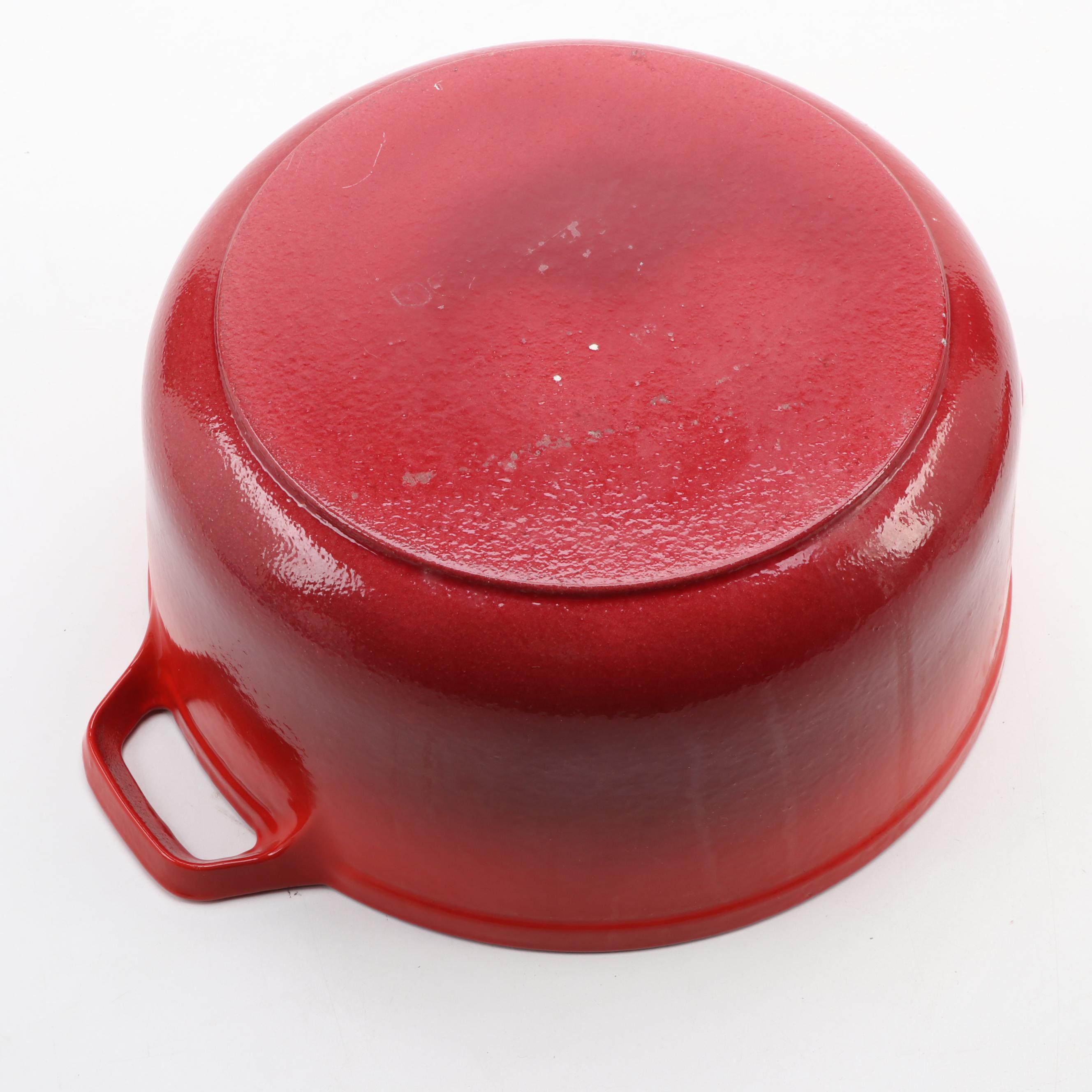 Red and Orange Enameled Cast Iron Dutch Ovens