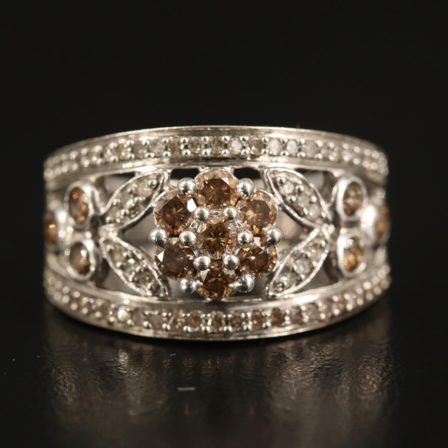 14K Diamond Floral Ring