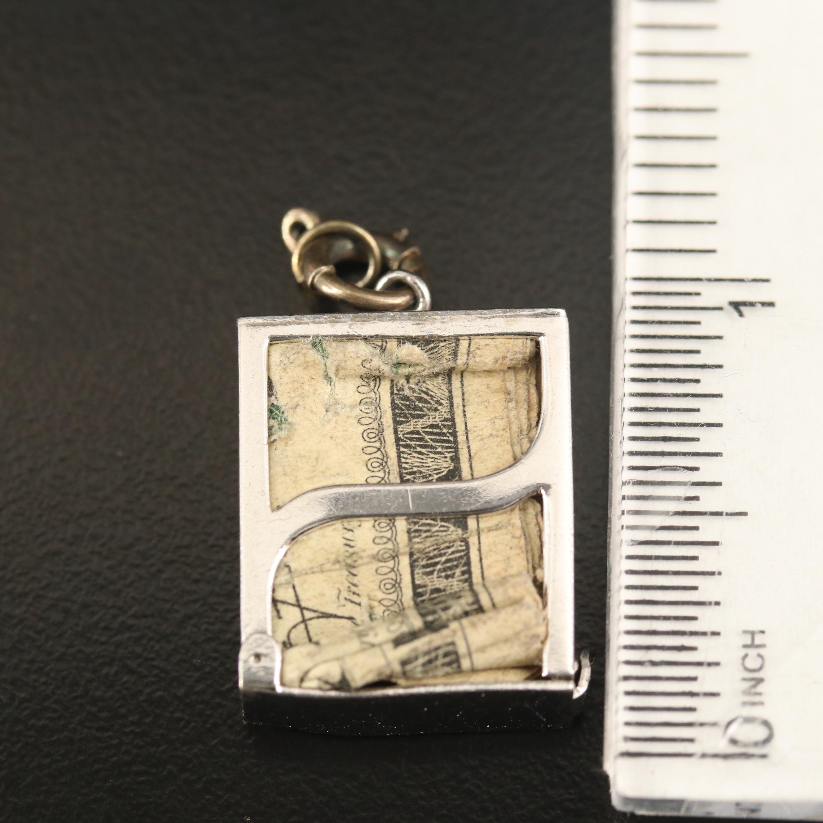 Sterling Money and Gambling Themed Charms Including 1944 Mercury Dime