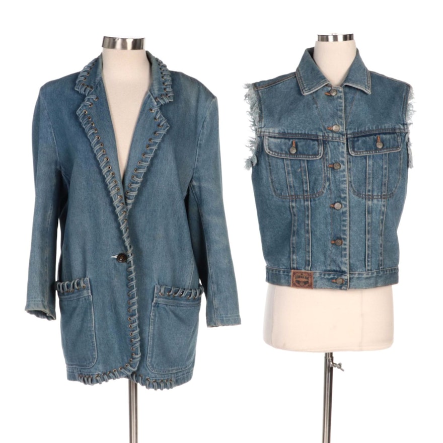 Gitano and Regina Porter Blue Denim Vest and Jacket