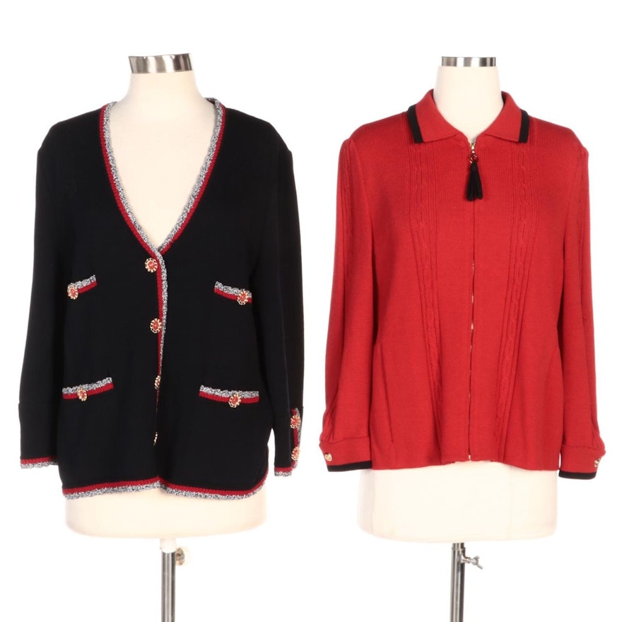 St. John Knitwear Including Zipper Front Collared Jacket and Cardigan