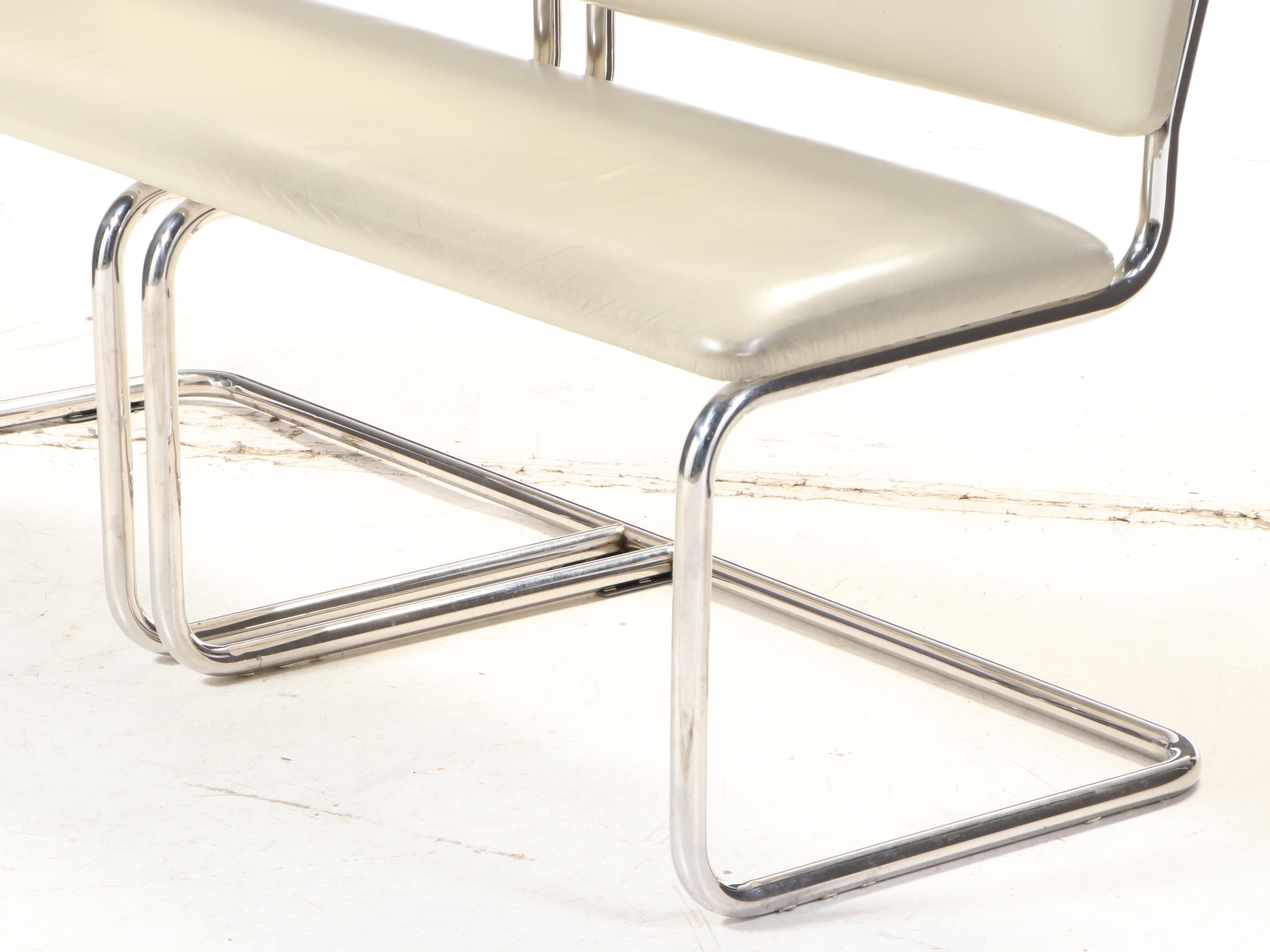 Marcel Breuer for Knoll "Cesca" Seating & Jacques Grange Fossilized Marble Table