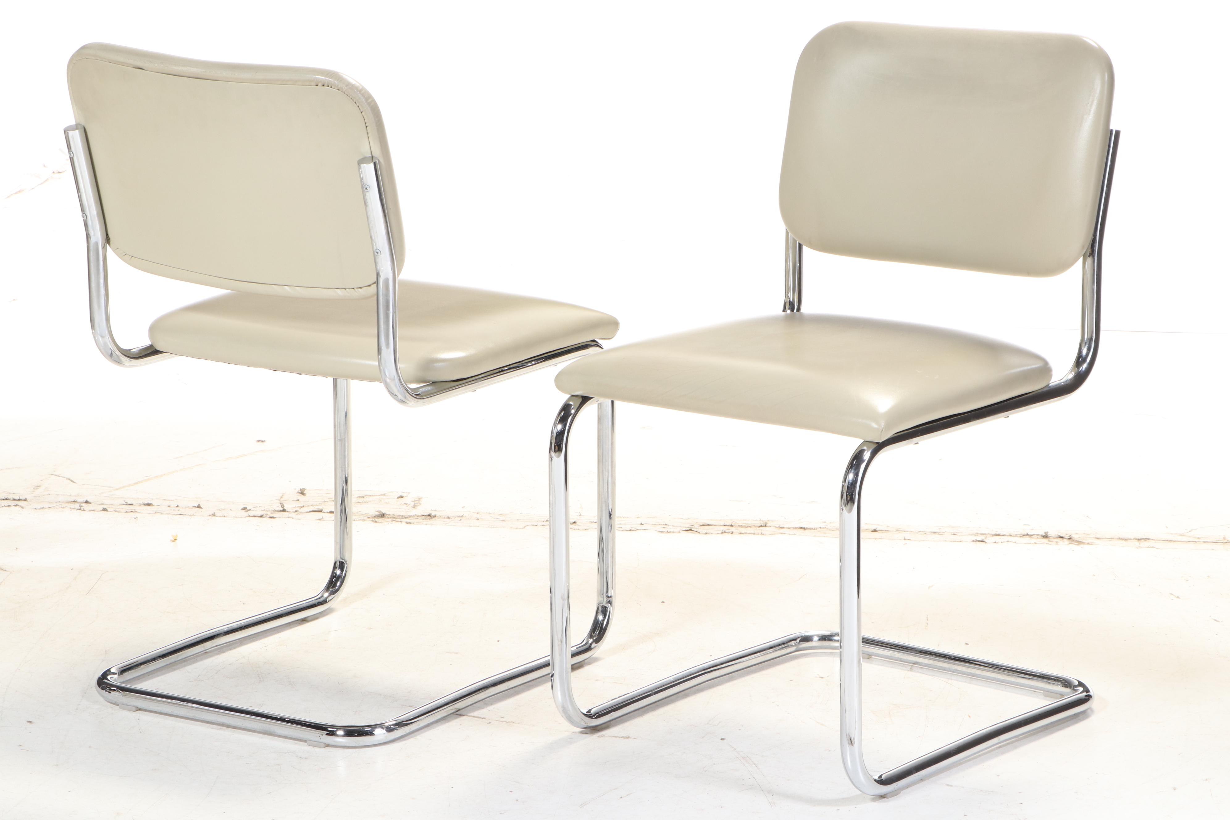 Marcel Breuer for Knoll "Cesca" Seating & Jacques Grange Fossilized Marble Table