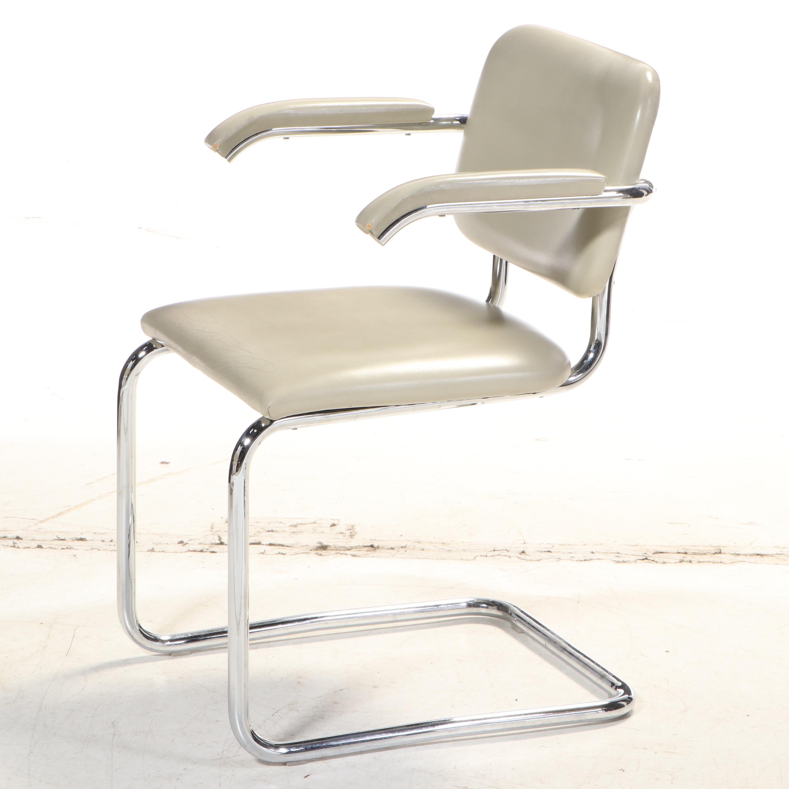 Marcel Breuer for Knoll "Cesca" Seating & Jacques Grange Fossilized Marble Table