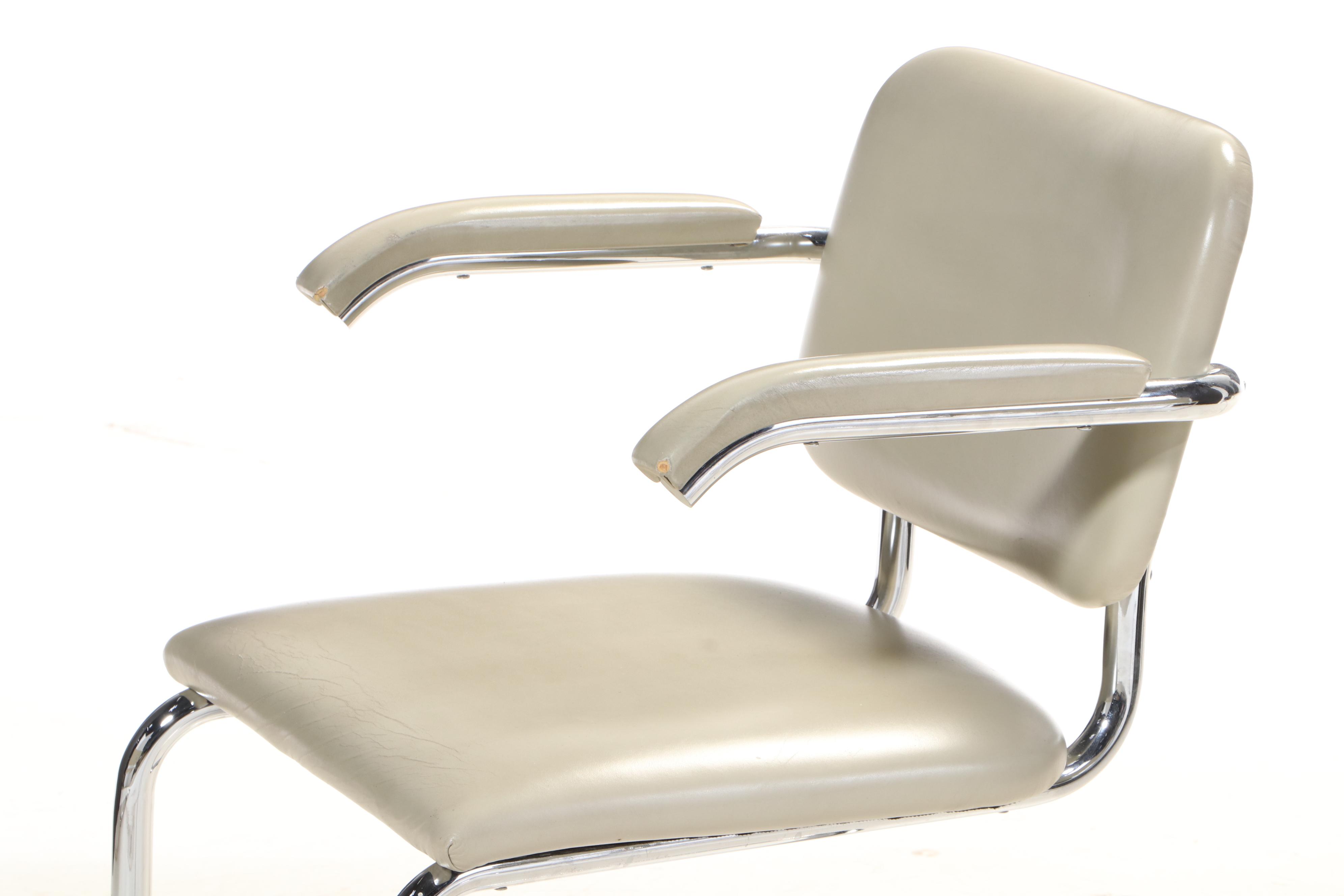 Marcel Breuer for Knoll "Cesca" Seating & Jacques Grange Fossilized Marble Table