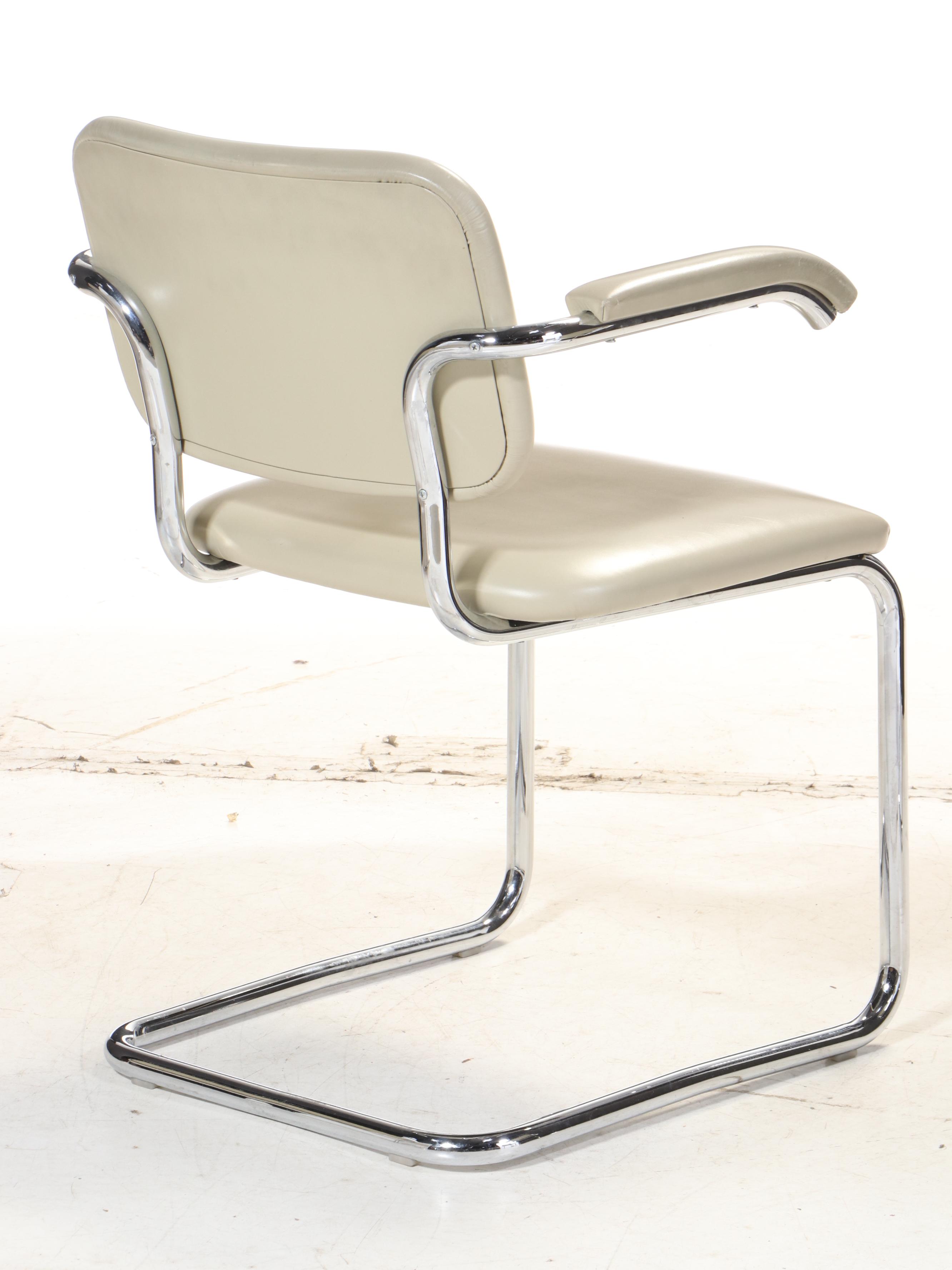 Marcel Breuer for Knoll "Cesca" Seating & Jacques Grange Fossilized Marble Table