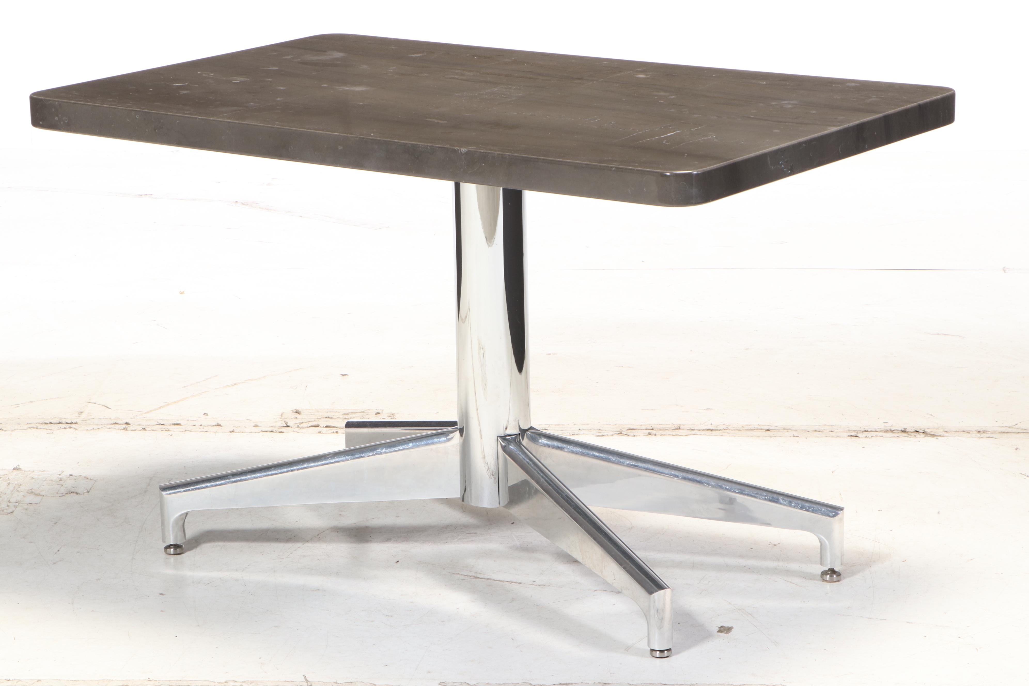 Marcel Breuer for Knoll "Cesca" Seating & Jacques Grange Fossilized Marble Table