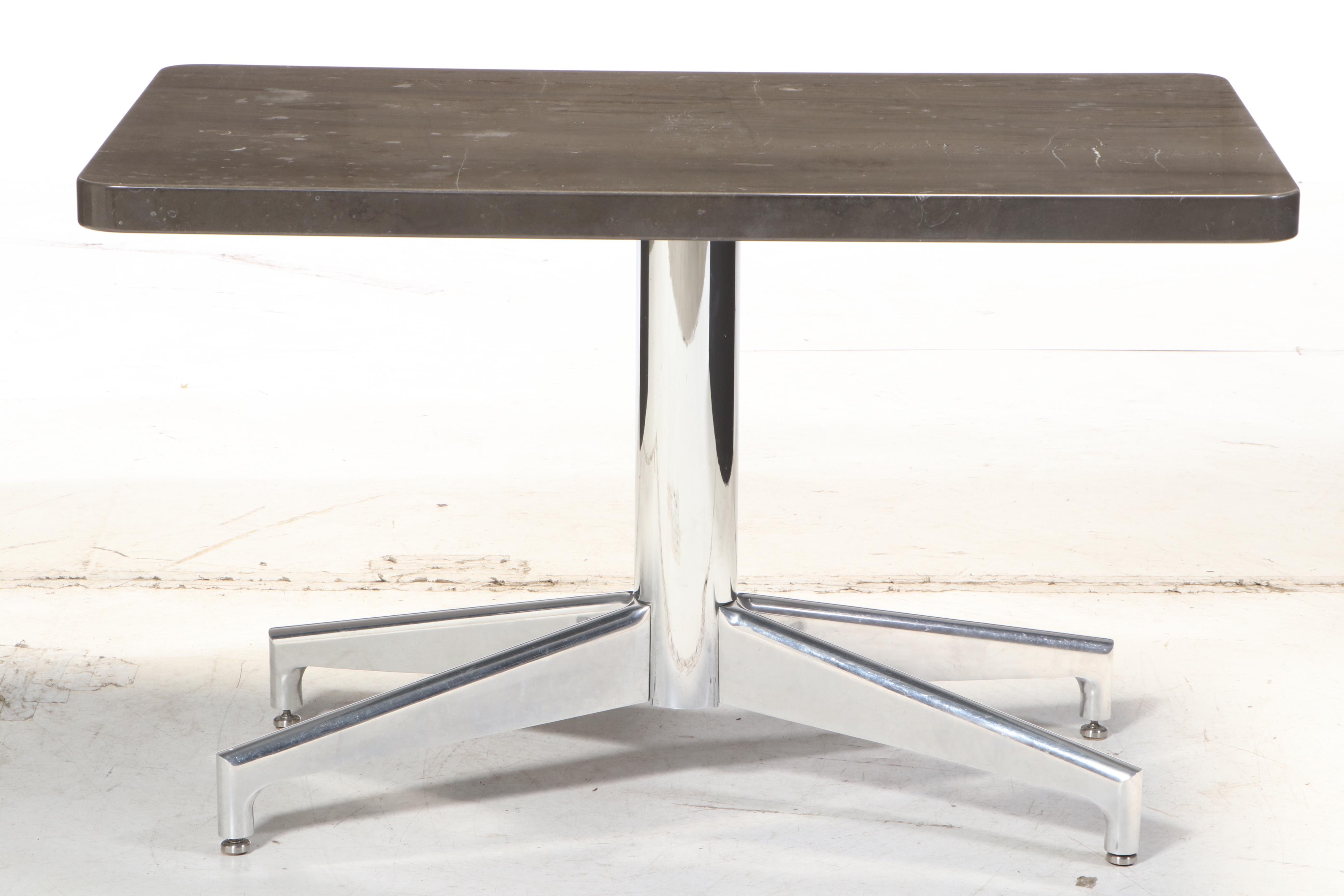 Marcel Breuer for Knoll "Cesca" Seating & Jacques Grange Fossilized Marble Table