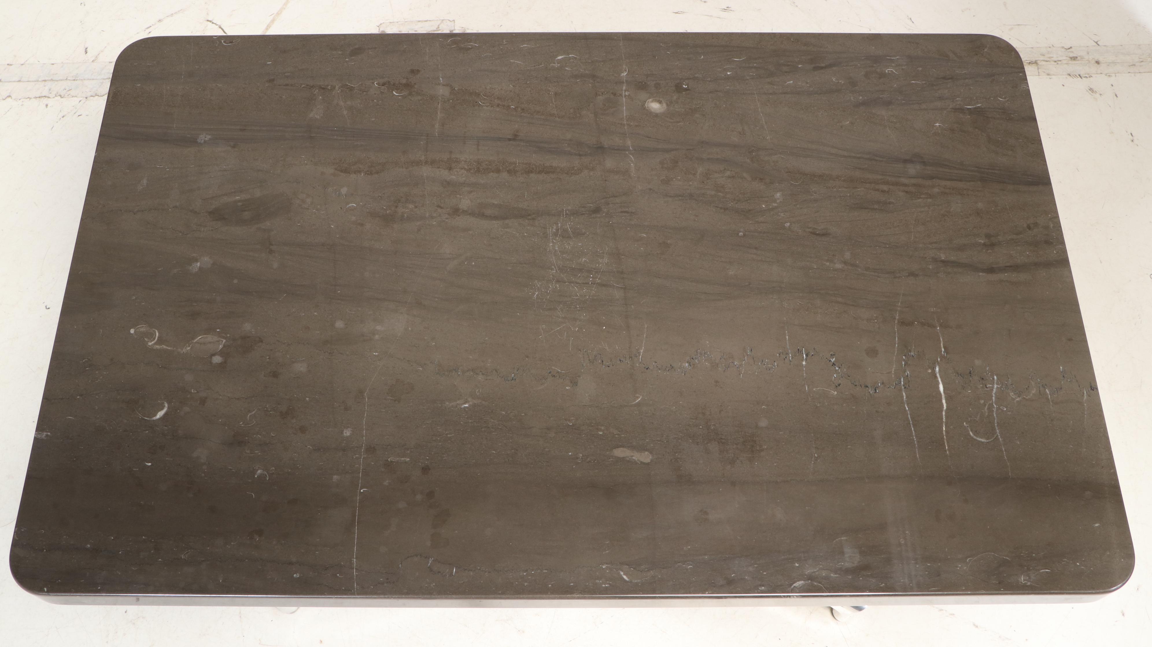 Marcel Breuer for Knoll "Cesca" Seating & Jacques Grange Fossilized Marble Table