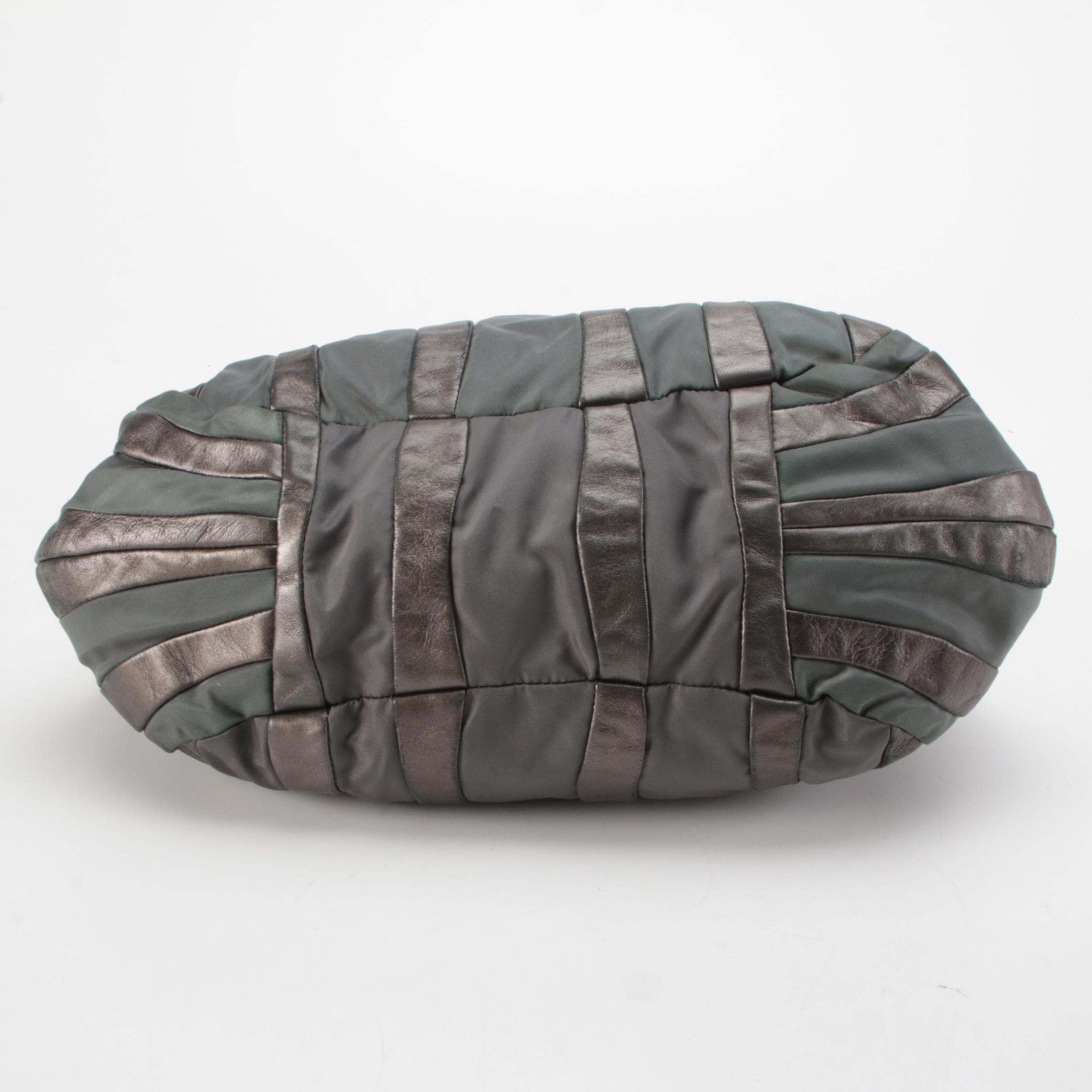 Prada Mordore Hobo Bag in Tessuto and Pewter Nappa Stripes