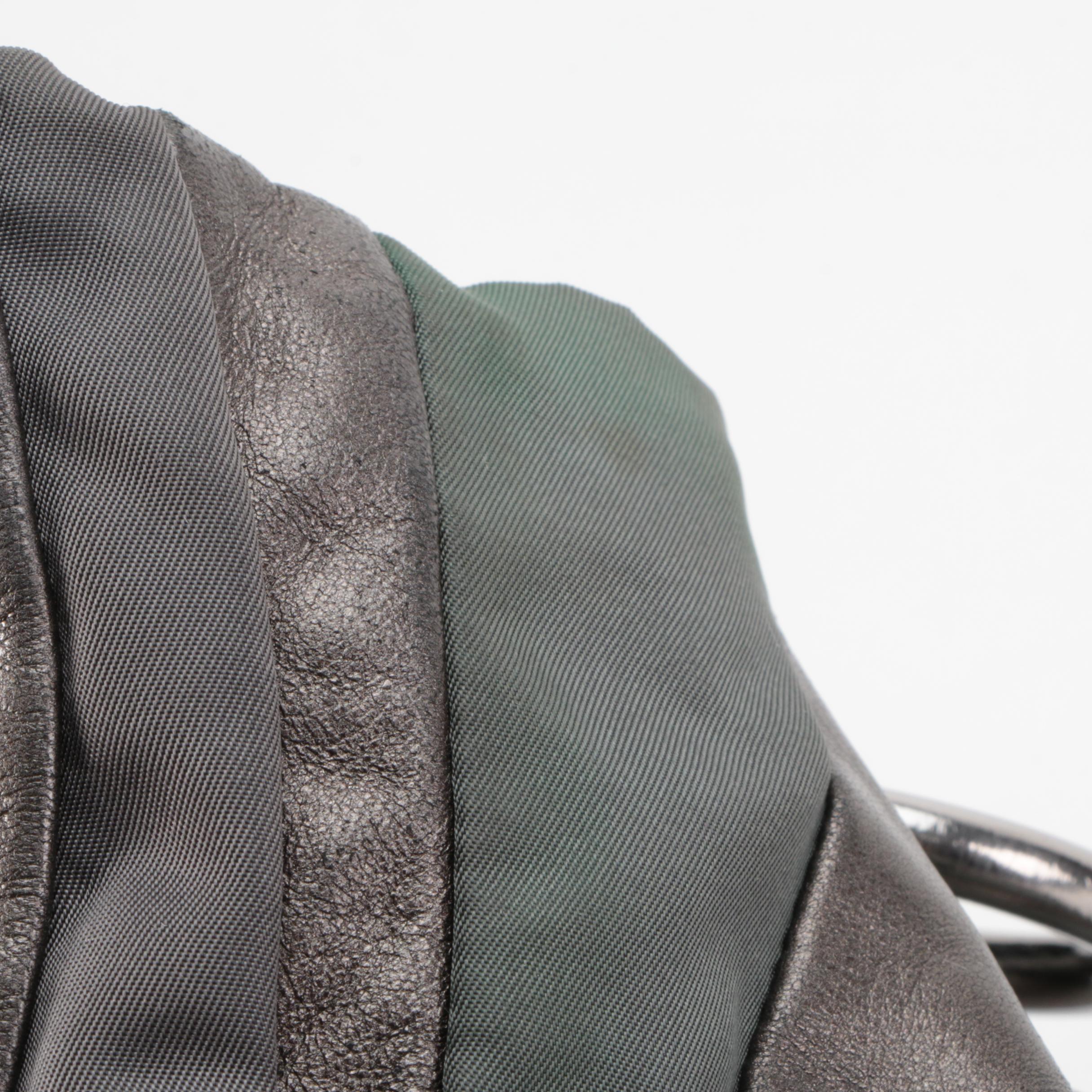 Prada Mordore Hobo Bag in Tessuto and Pewter Nappa Stripes