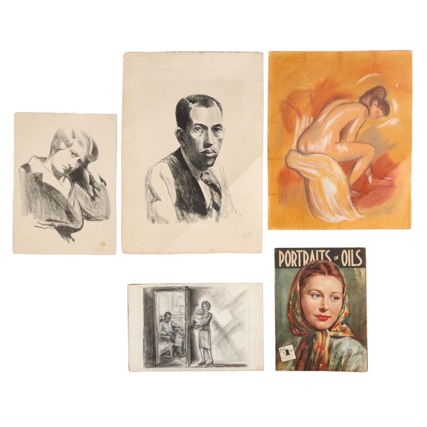 Pencil and Pastel Sketches, Lithographs, and Offset Lithograph Art Book