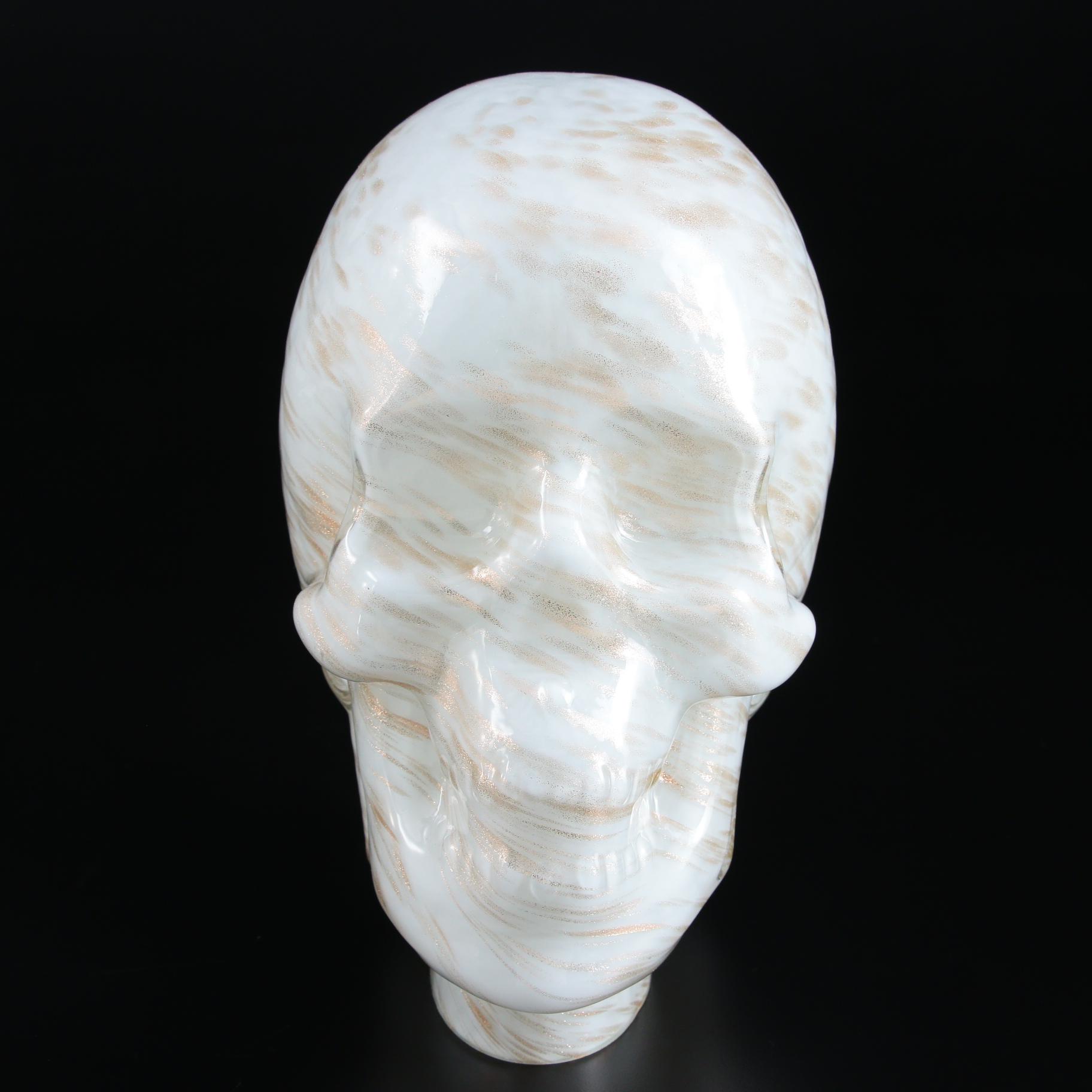 Mold-Blown Glass Skull, Late 20th Century