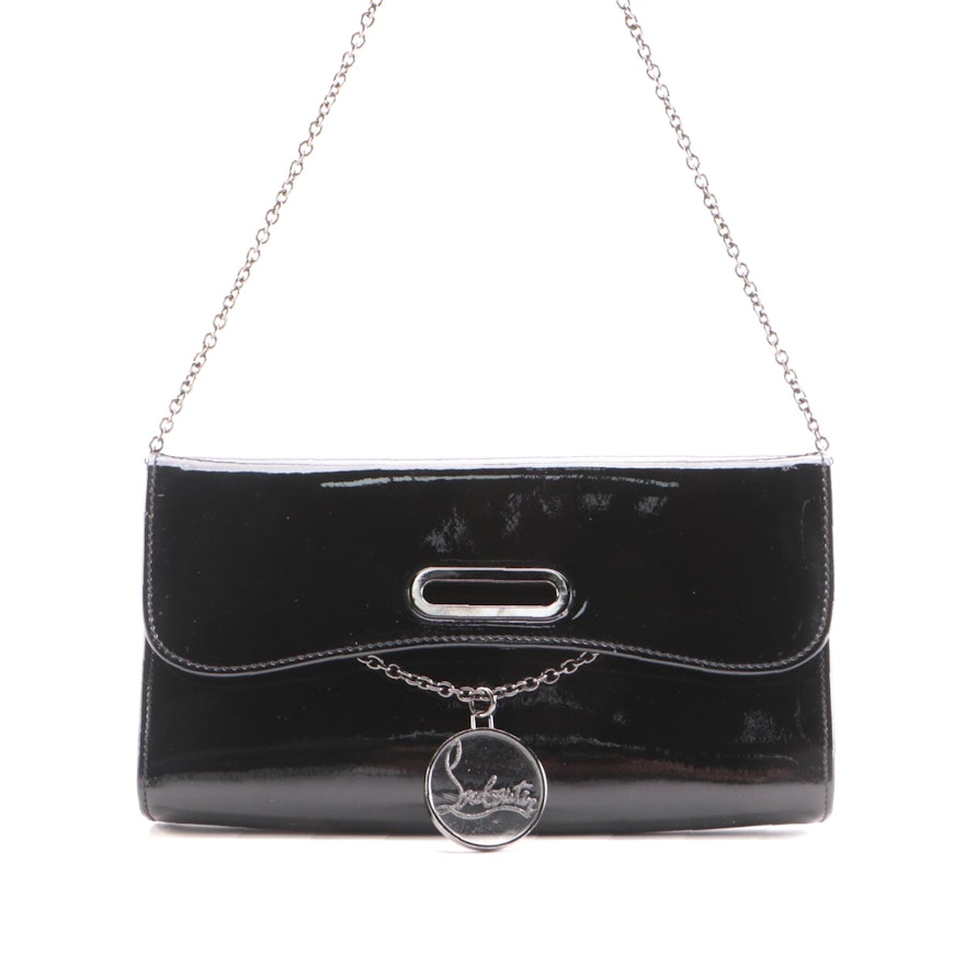 Christian Louboutin Riviera Handbag in Black Patent Leather with Bag Charm