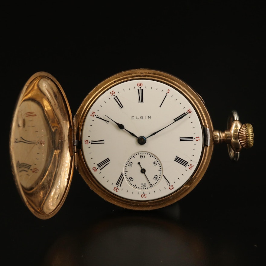 1905 Elgin 14K Gold Filled Hunting Case Pocket Watch