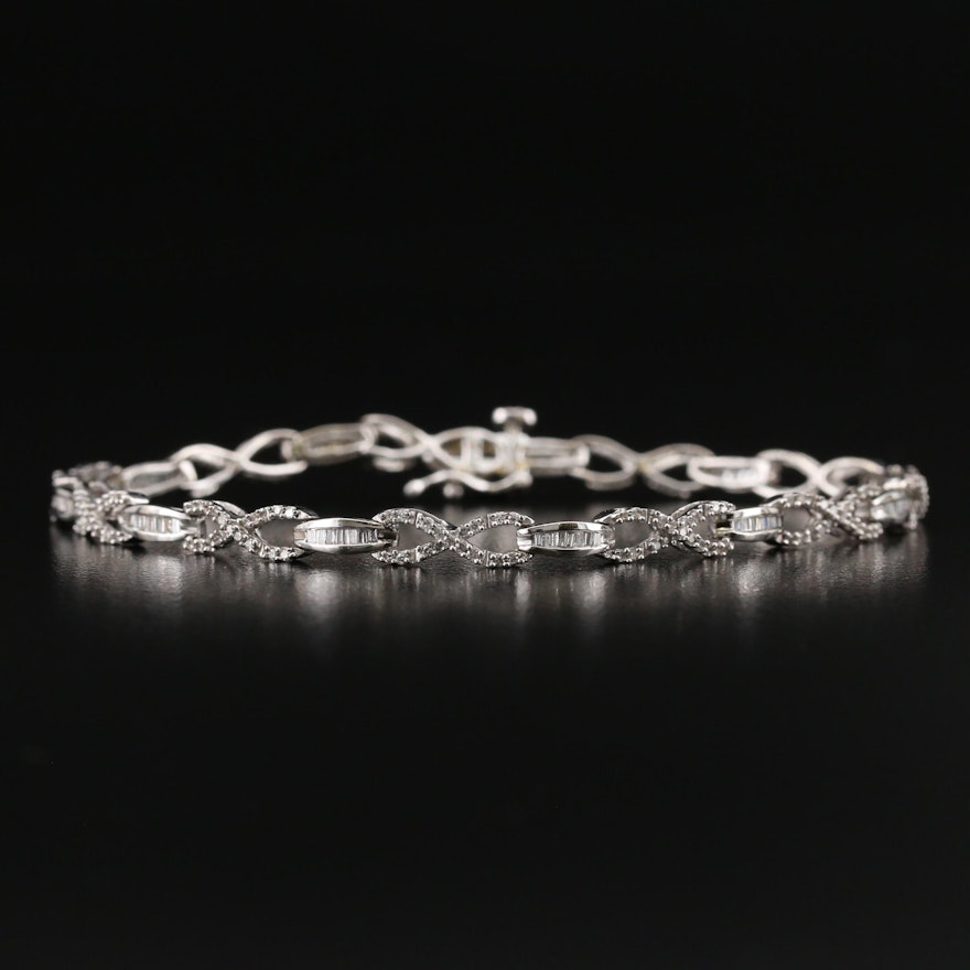 10K 1.00 CTW Diamond Infinity Link Bracelet