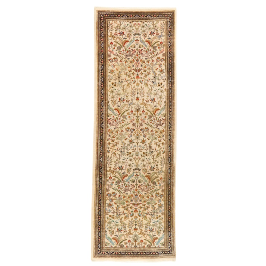 3'3 x 9'11 Hand-Knotted Persian Tabriz Tabatabai Style Long Rug, 1970s