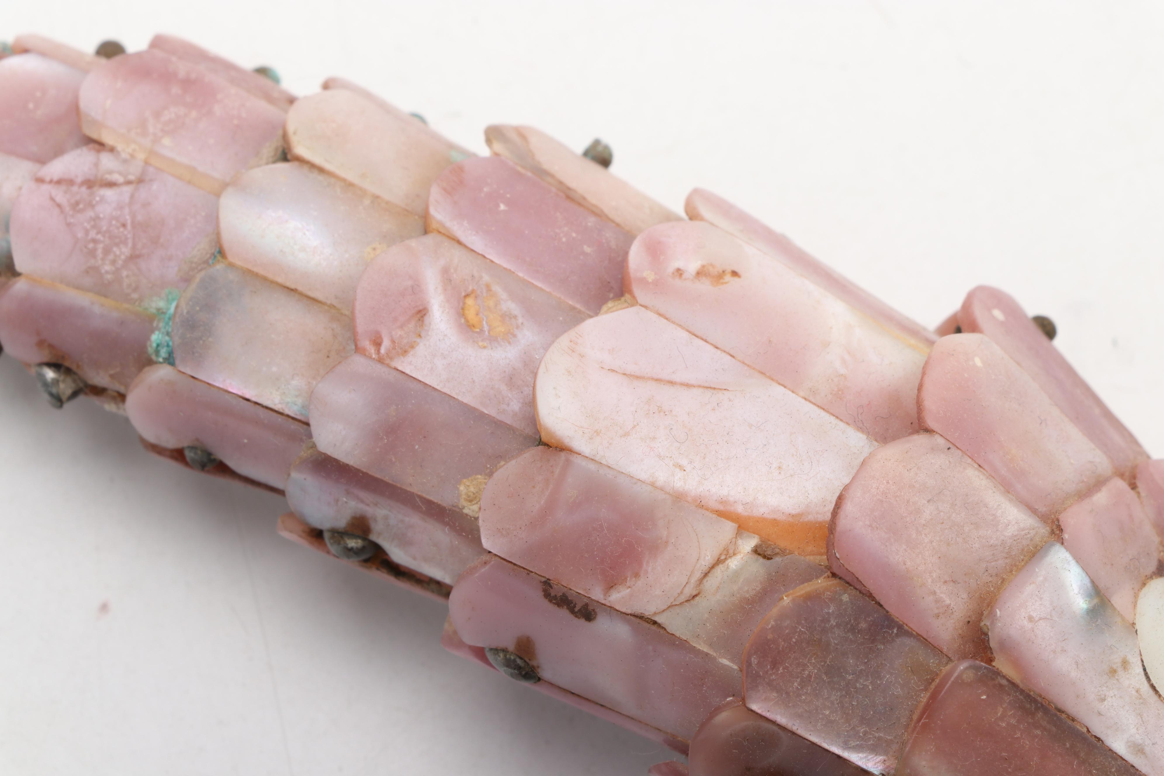 Mexican Pink Abalone Shell Articulated Fish Bottle Opener, Mid-20th Century