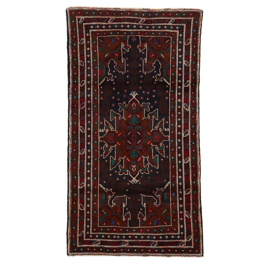 3'7 x 6'7 Hand-Knotted Persian Baluch Rug, 2000s