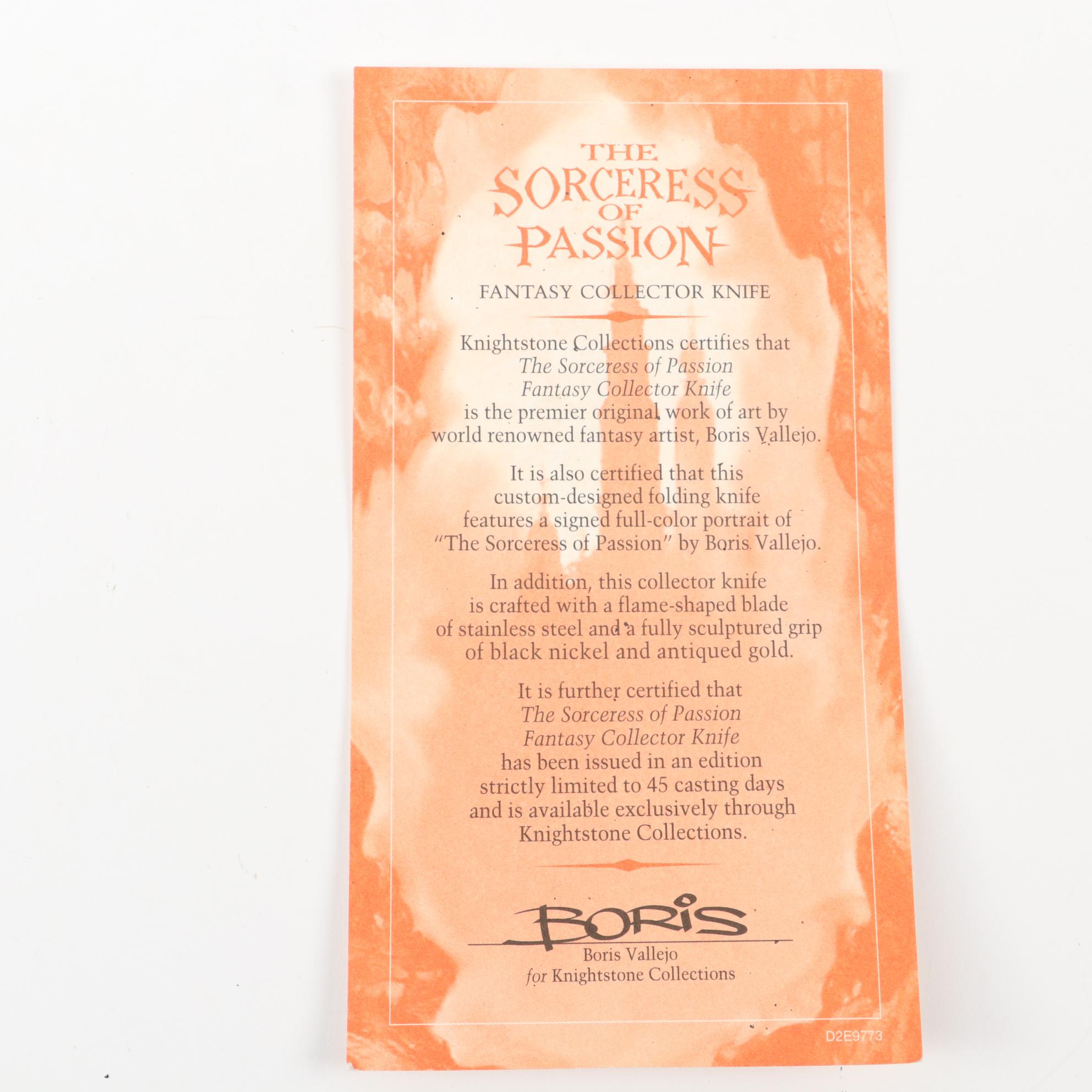 Knightstone Collections Fantasy Collectors Knives, Artwork by Boris Vallejo