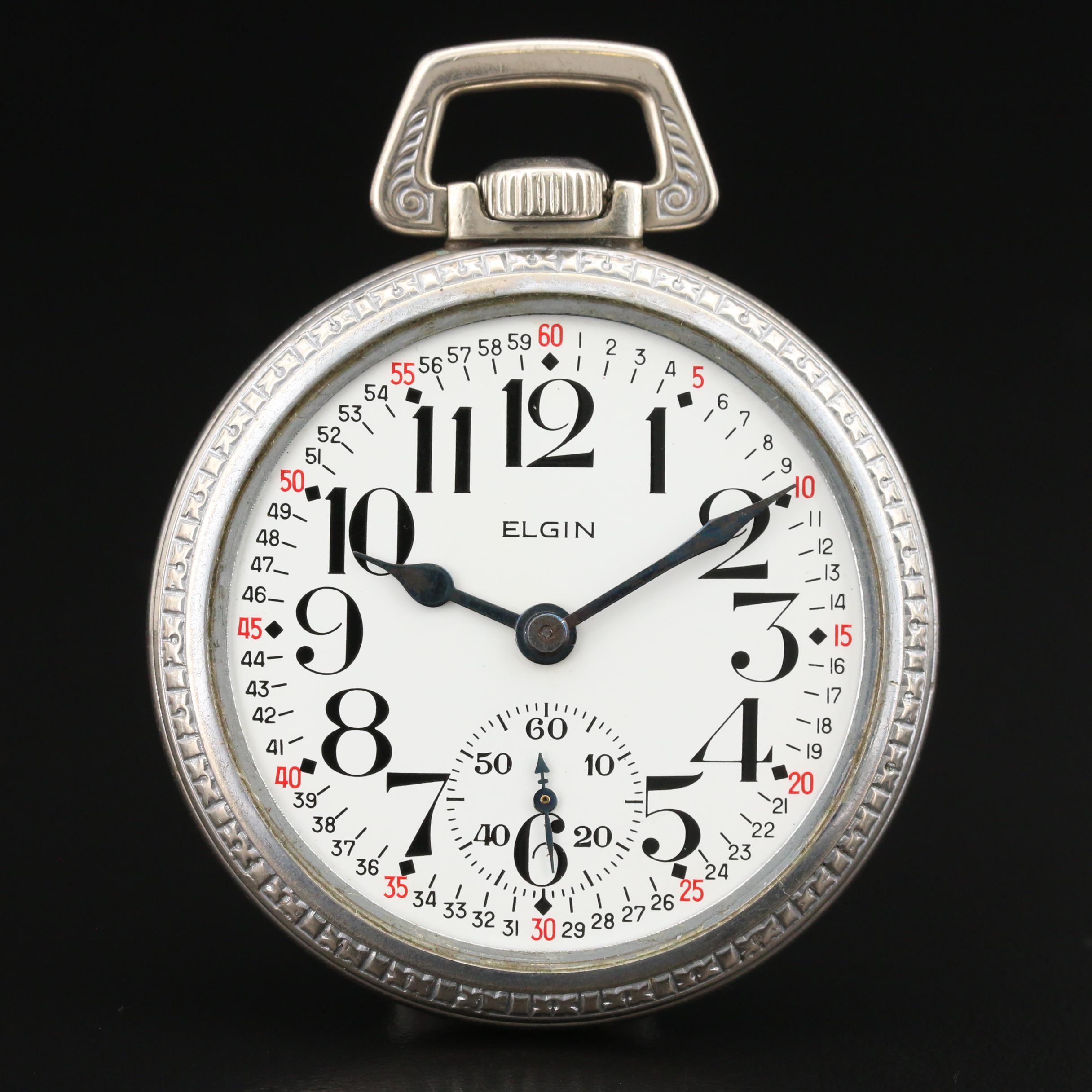 1918 Elgin Father Time Railroad Grade Pocket Watch with Montgomery Dial