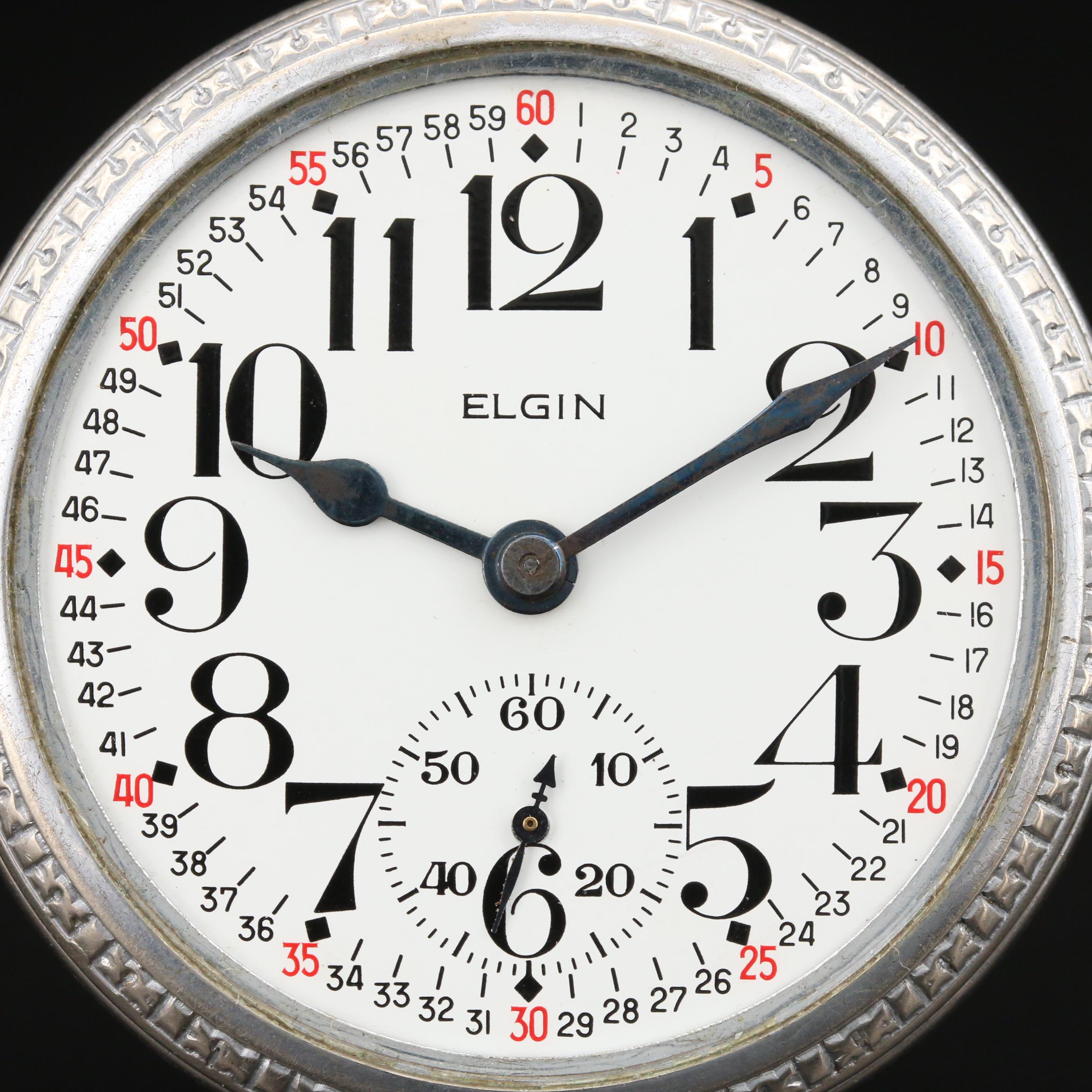 1918 Elgin Father Time Railroad Grade Pocket Watch with Montgomery Dial