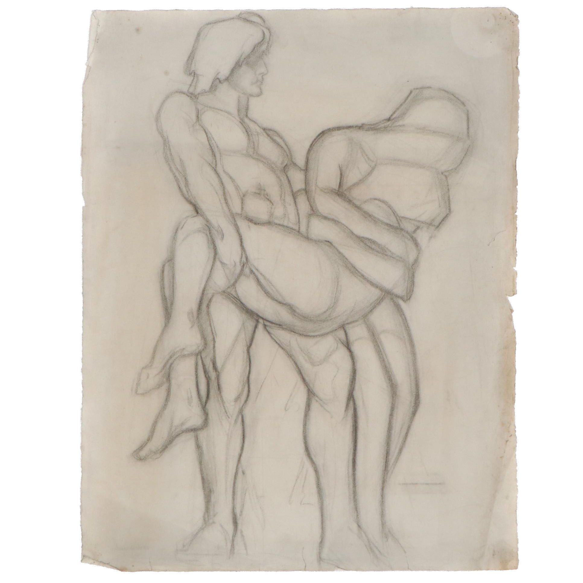 Robert Whitmore Abstract Figural Charcoal Drawing, Early-Mid 20th Century