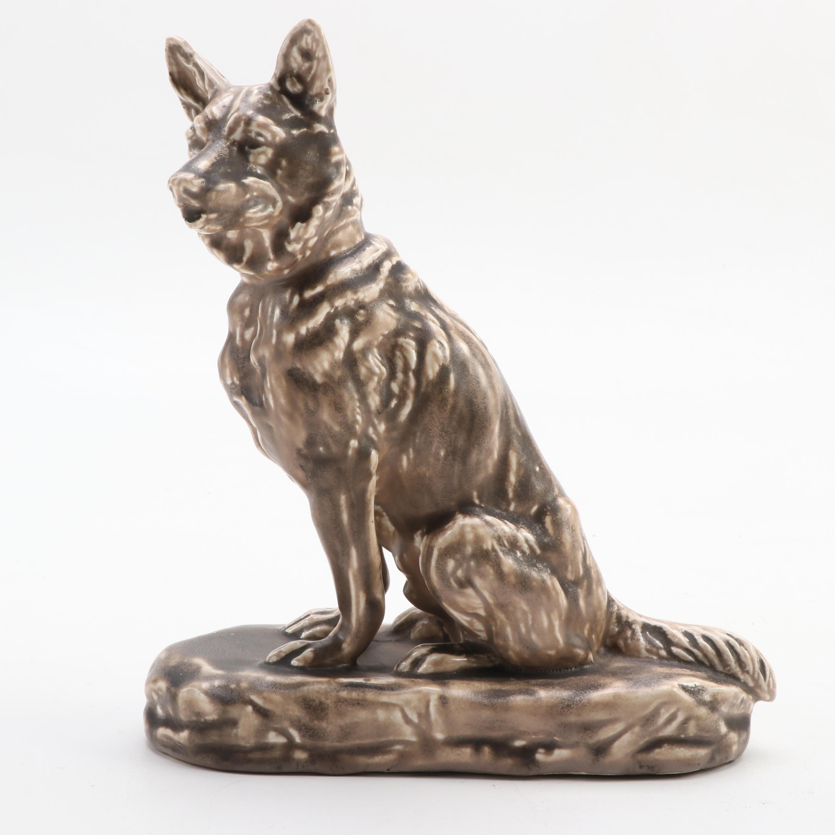 Mosaic Tile Co. German Shepherd  Ceramic Figurines, Mid-20th Century
