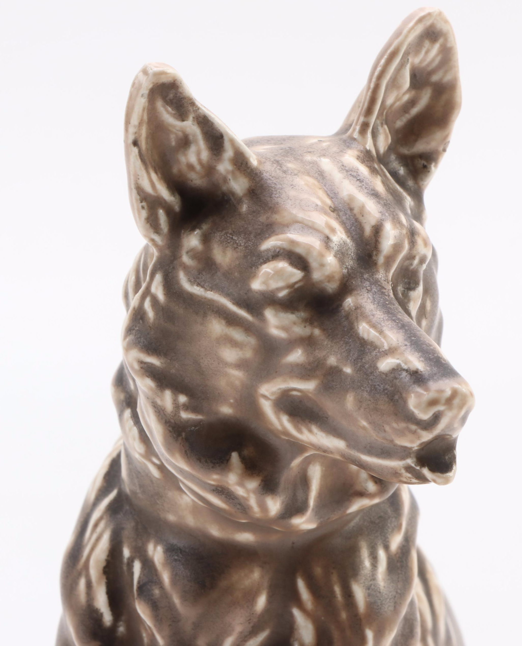 Mosaic Tile Co. German Shepherd  Ceramic Figurines, Mid-20th Century