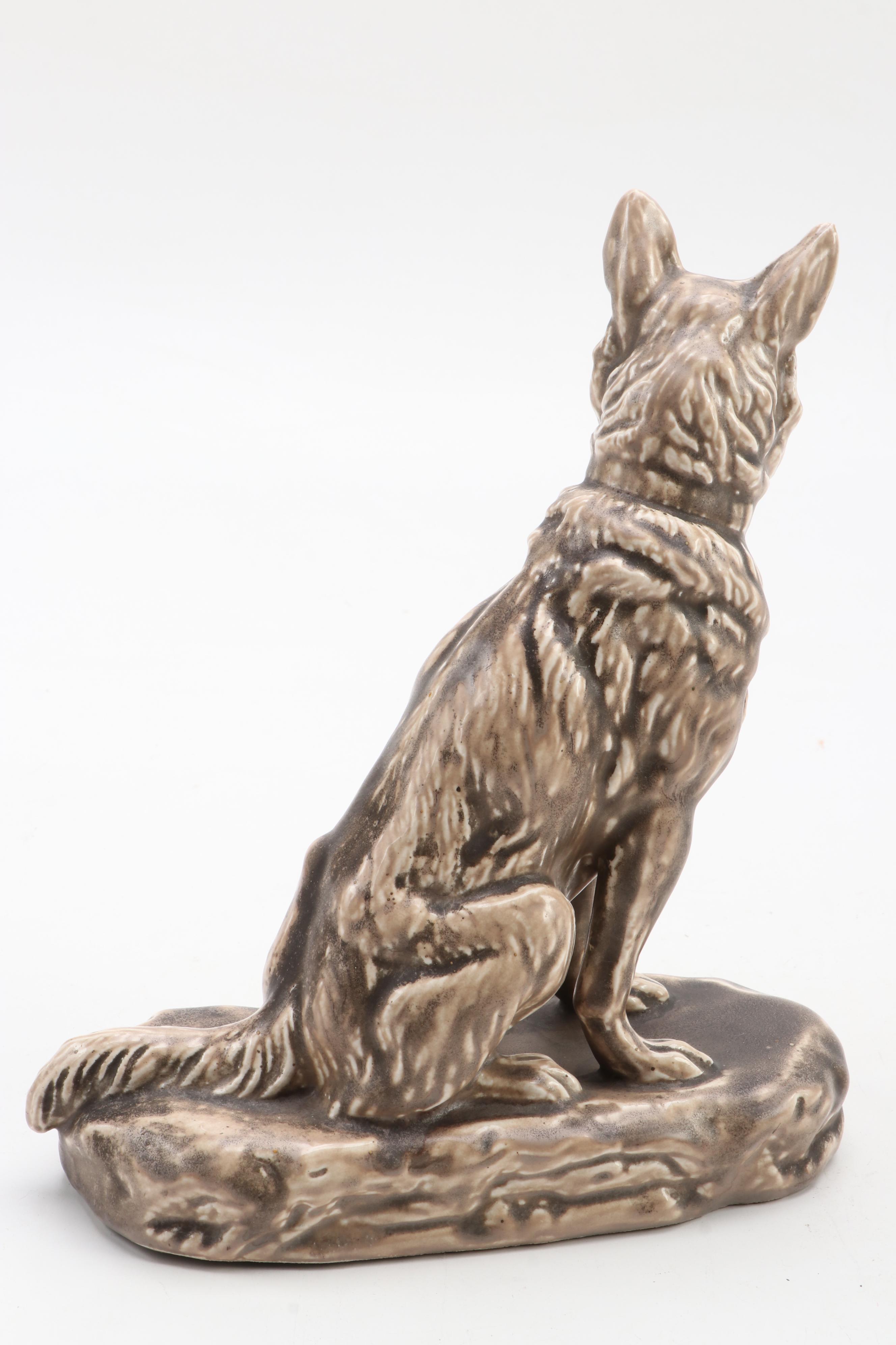 Mosaic Tile Co. German Shepherd  Ceramic Figurines, Mid-20th Century